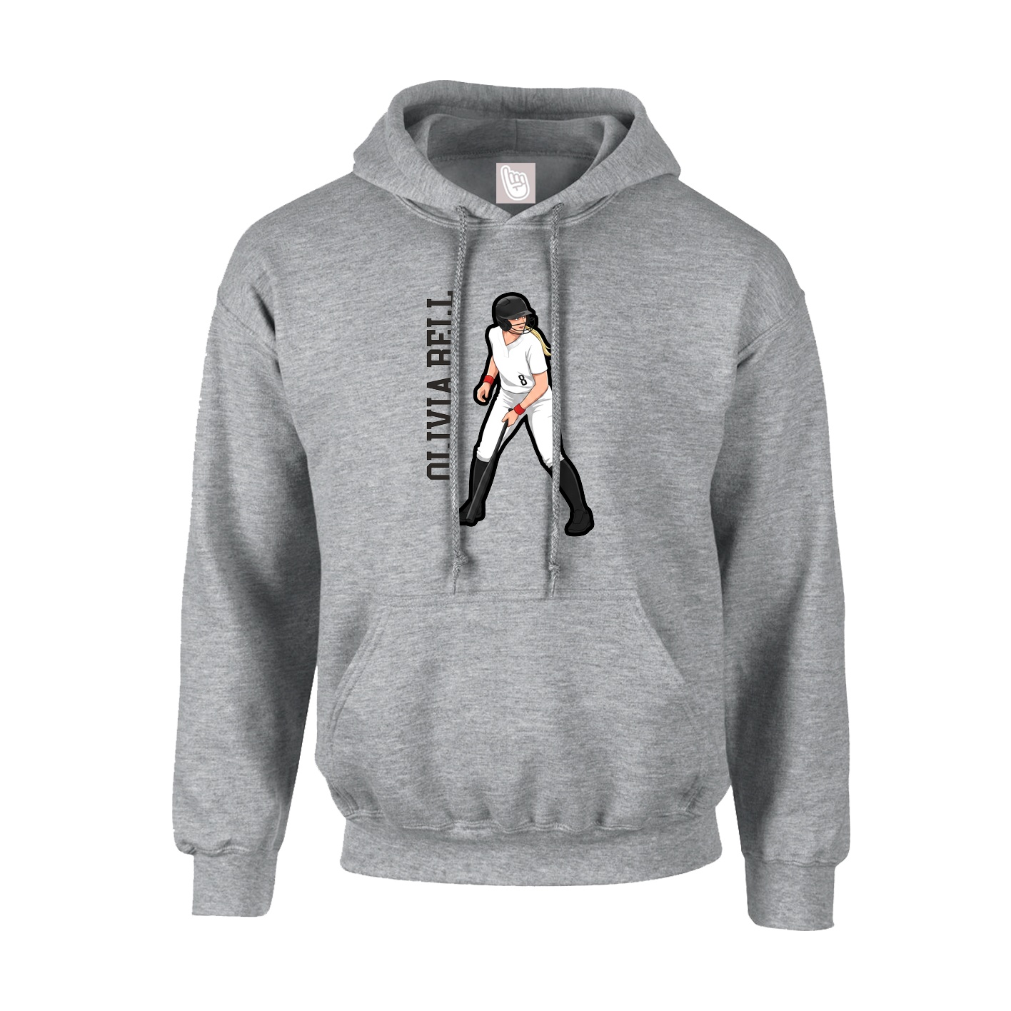 Hoodie — Name Vertical in Grey