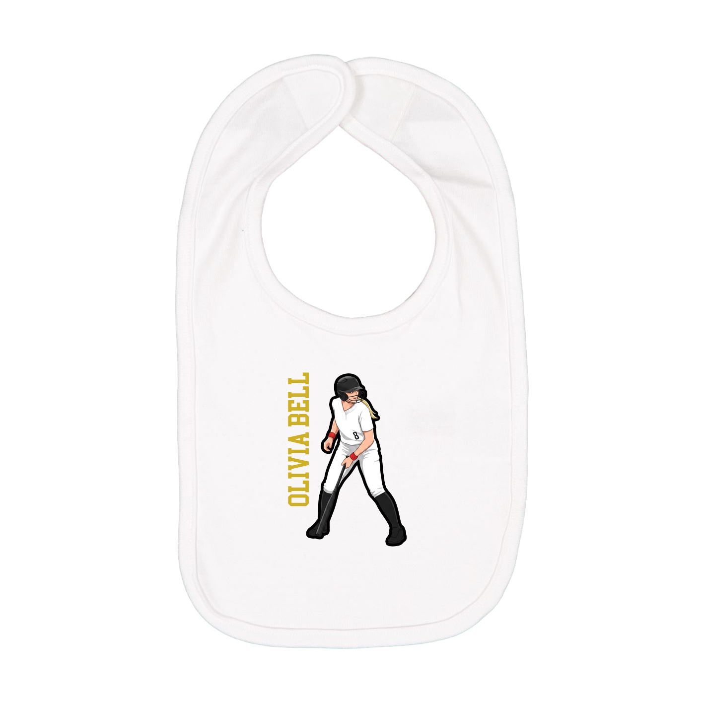 Infant Bib — Name Vertical in White