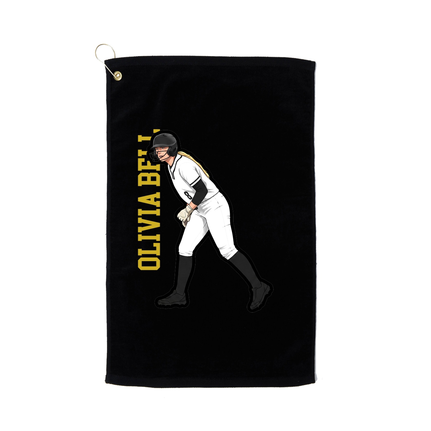 Golf Towel — Name Vertical in Black