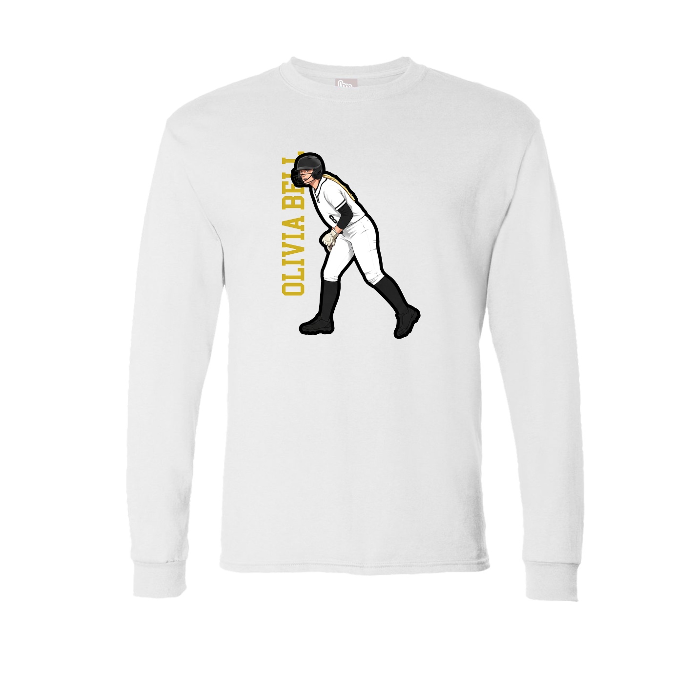Long Sleeve Tee — Name Vertical in White