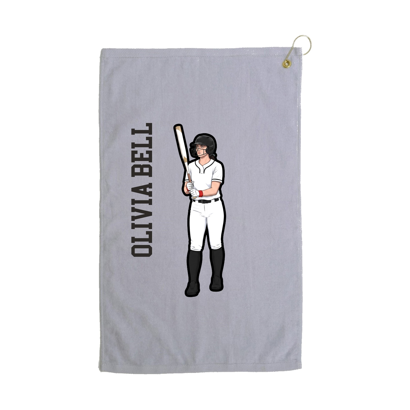 Golf Towel — Name Vertical in Grey