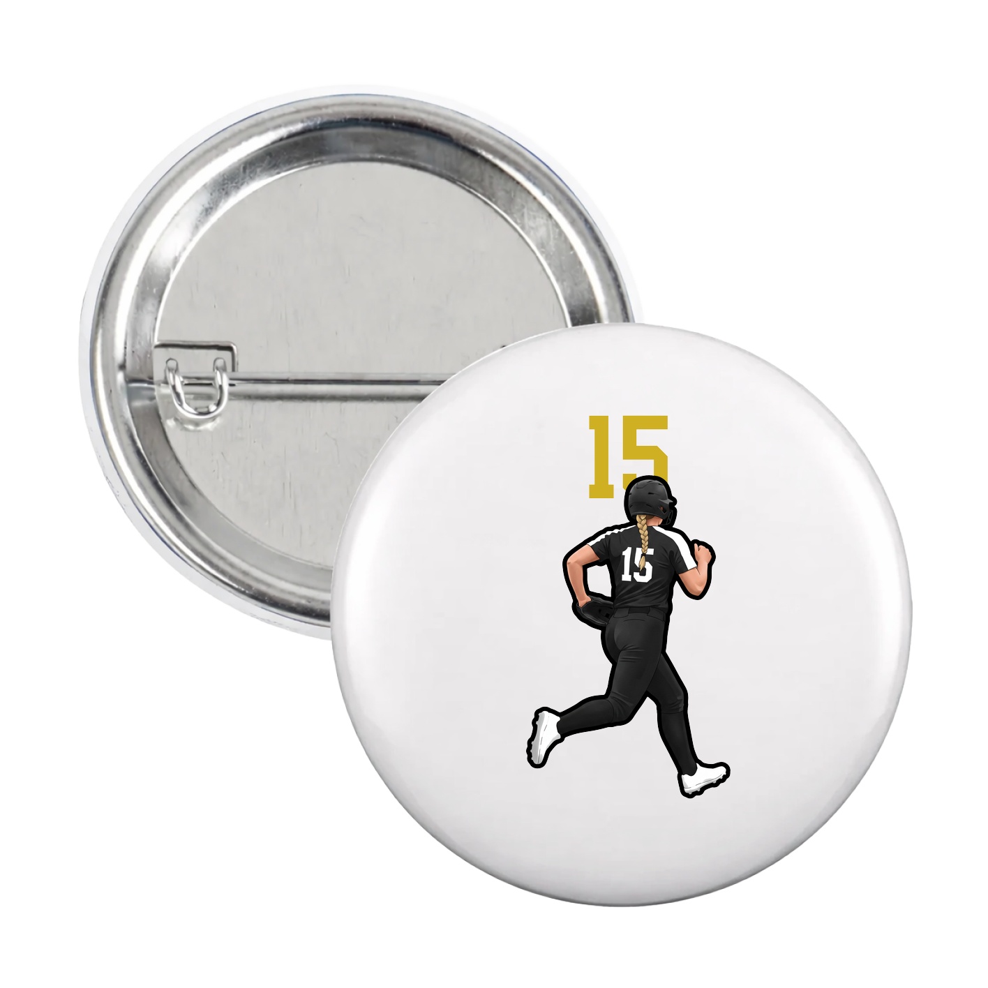 Game Day Button — Number Top in White