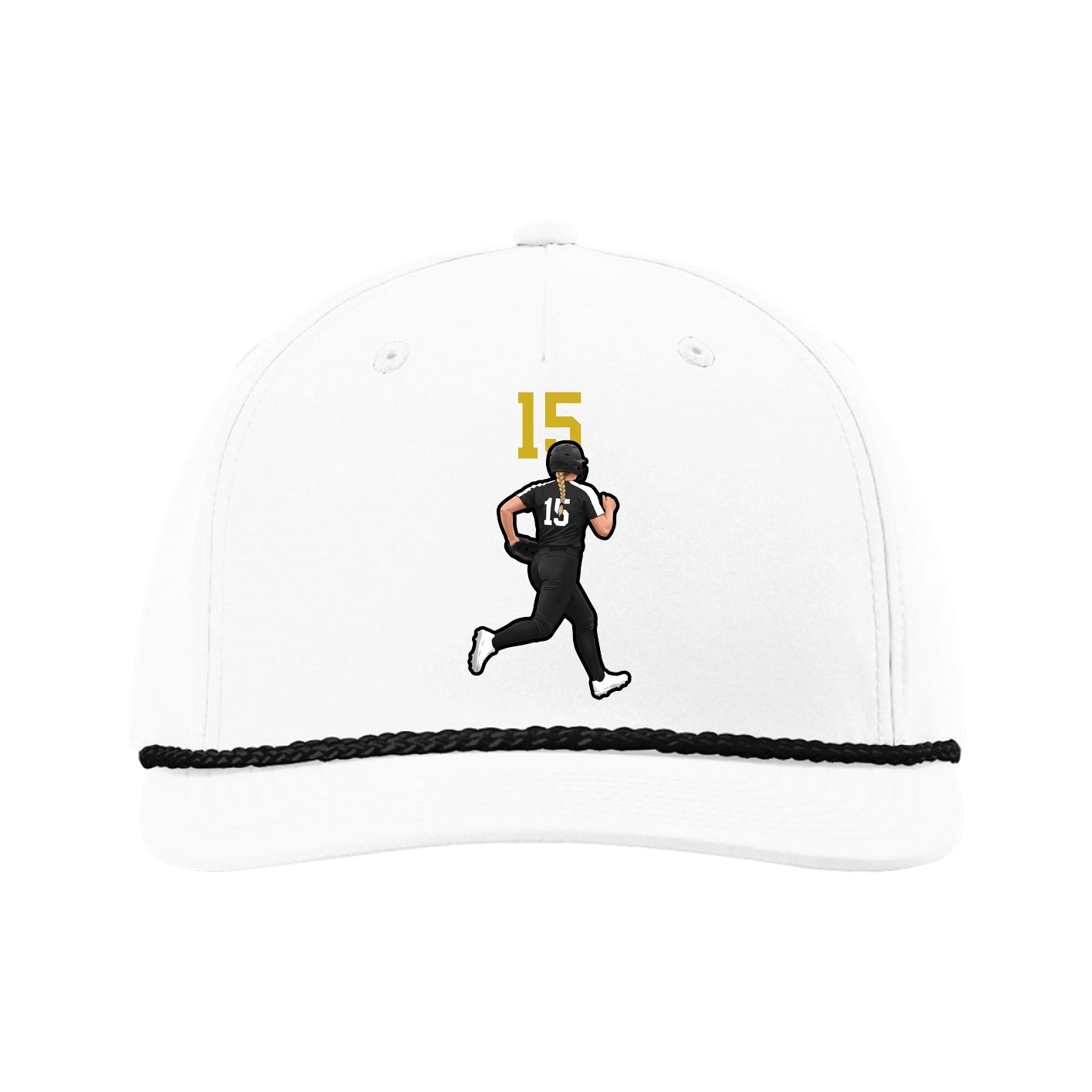 Five-Panel Classic Rope Cap — Number Top in White