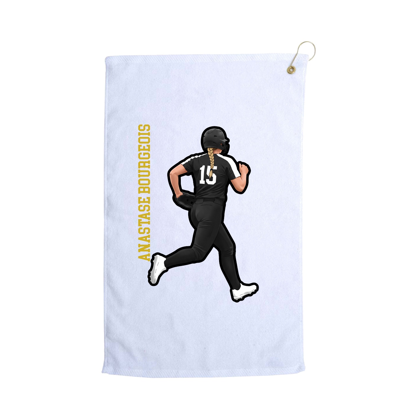Golf Towel — Name Vertical in White
