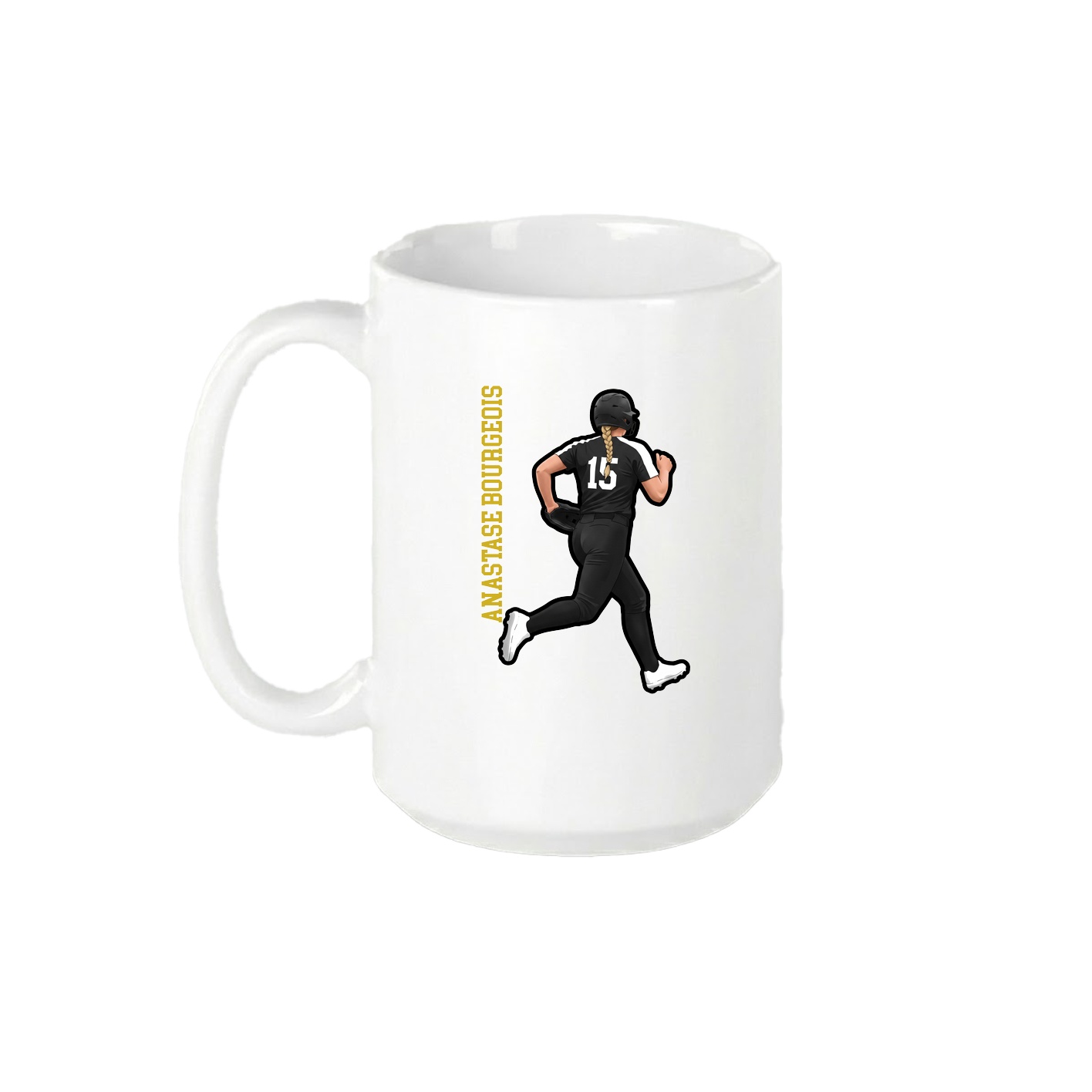 15oz Coffee Mug — Name Vertical in White