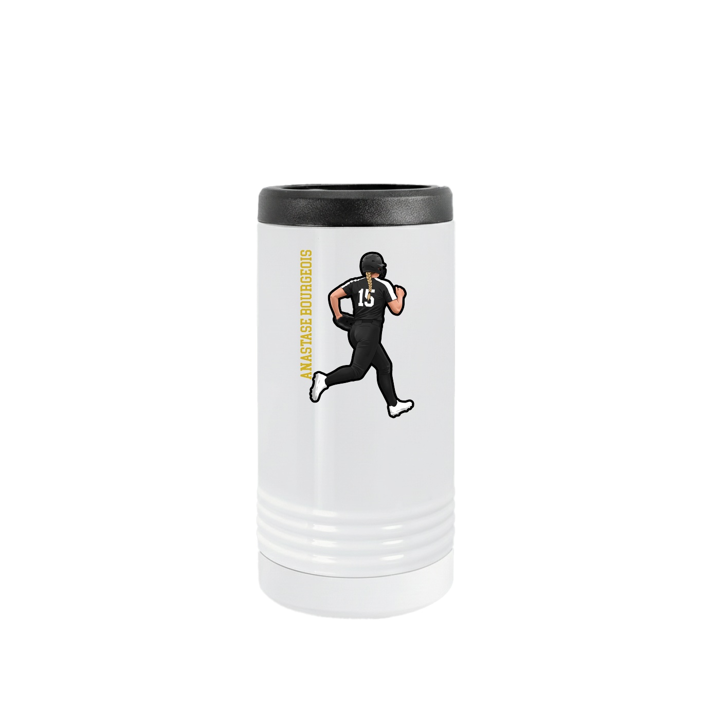Slim Beverage Holder — Name Vertical in White