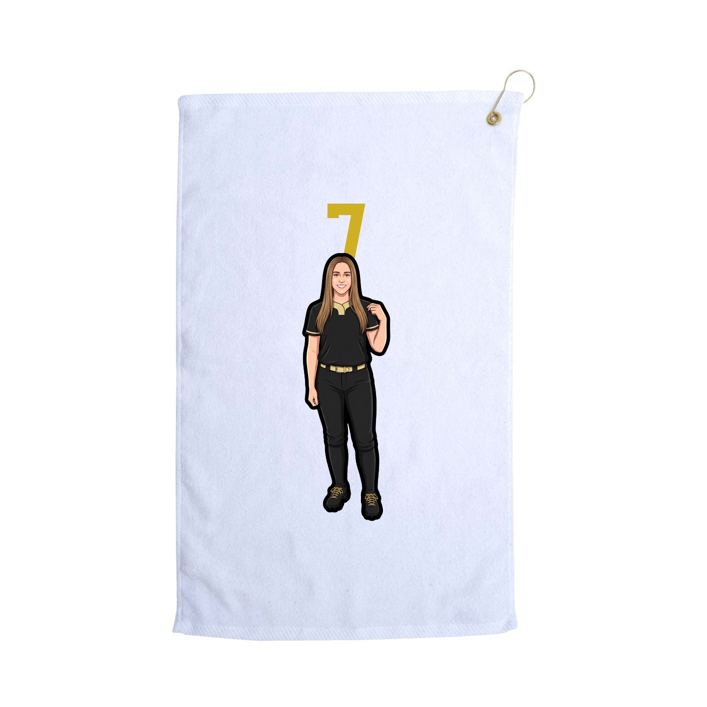 Golf Towel — Number Top in White