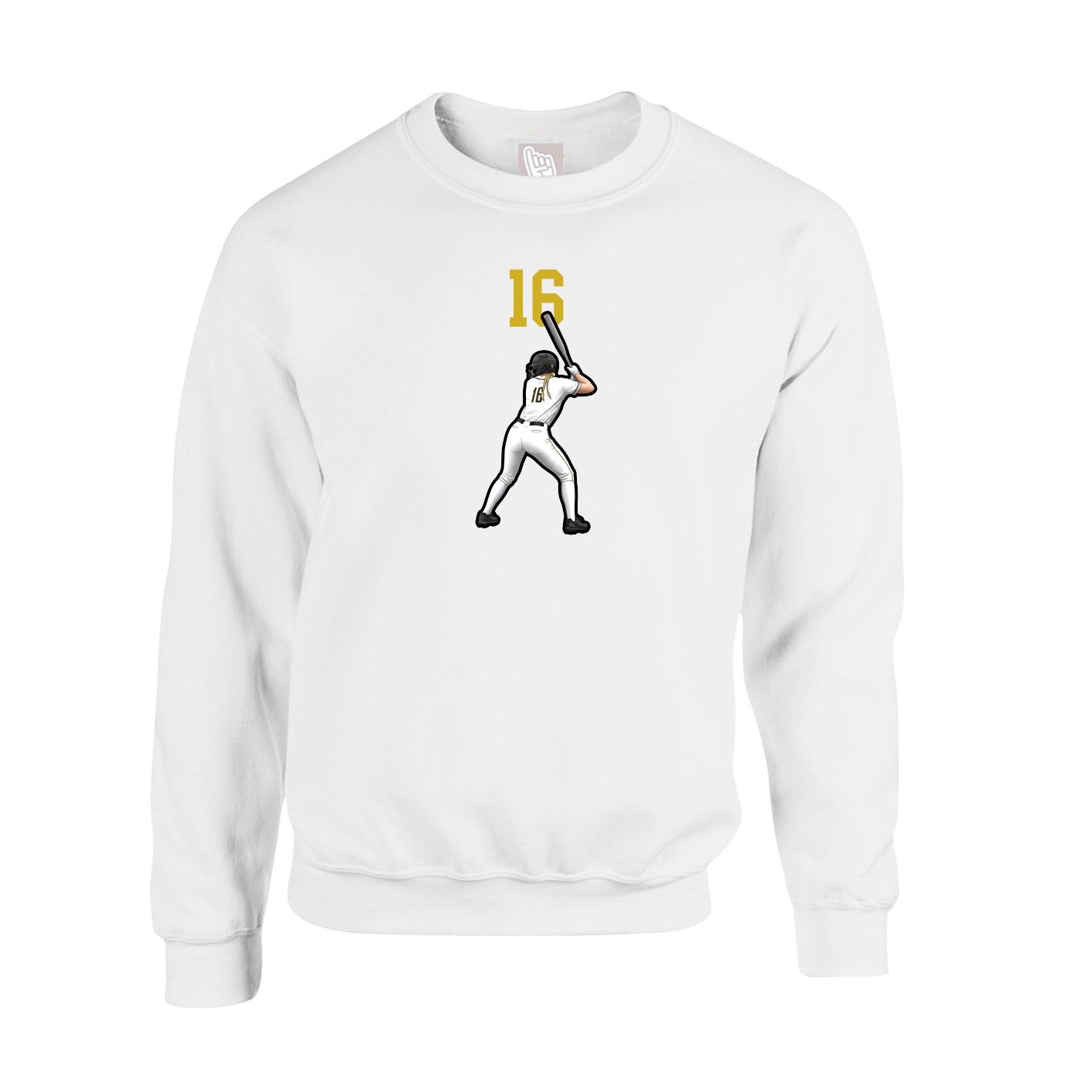 Fleece Crew — Number Top in White