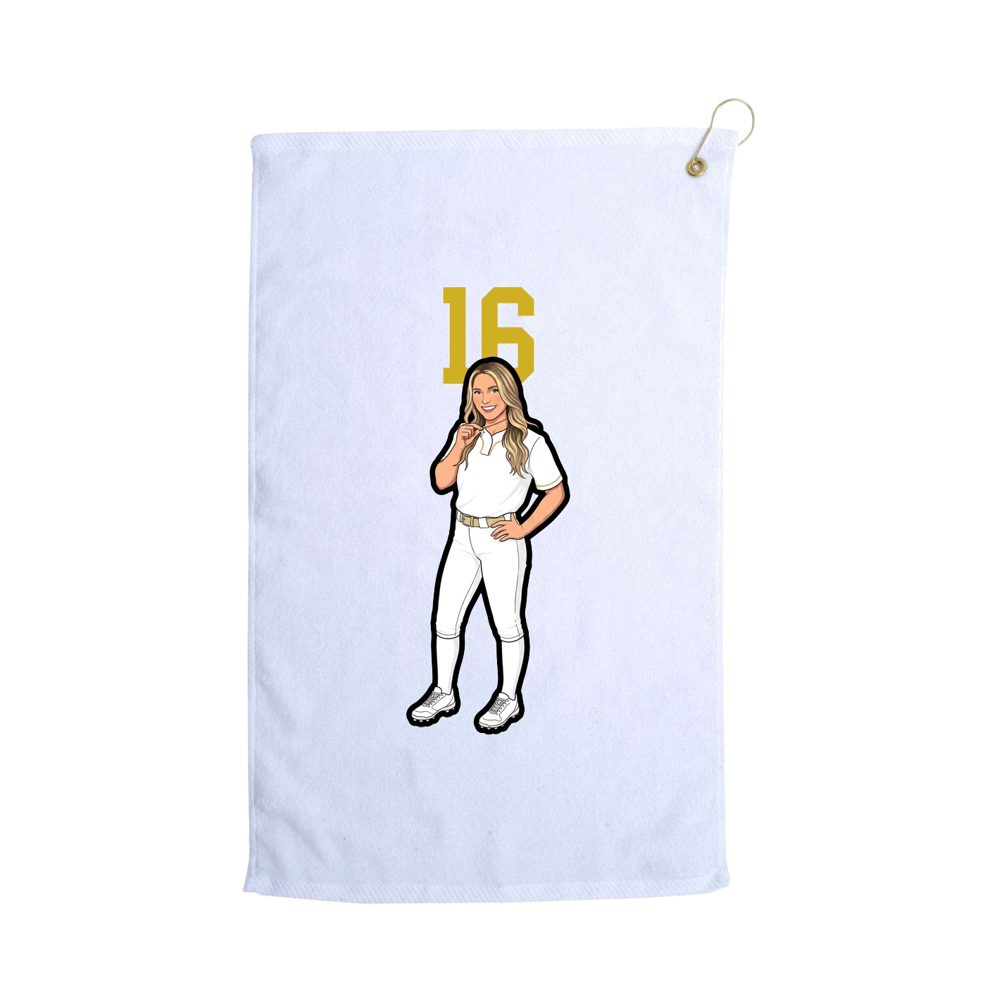 Golf Towel — Number Top in White