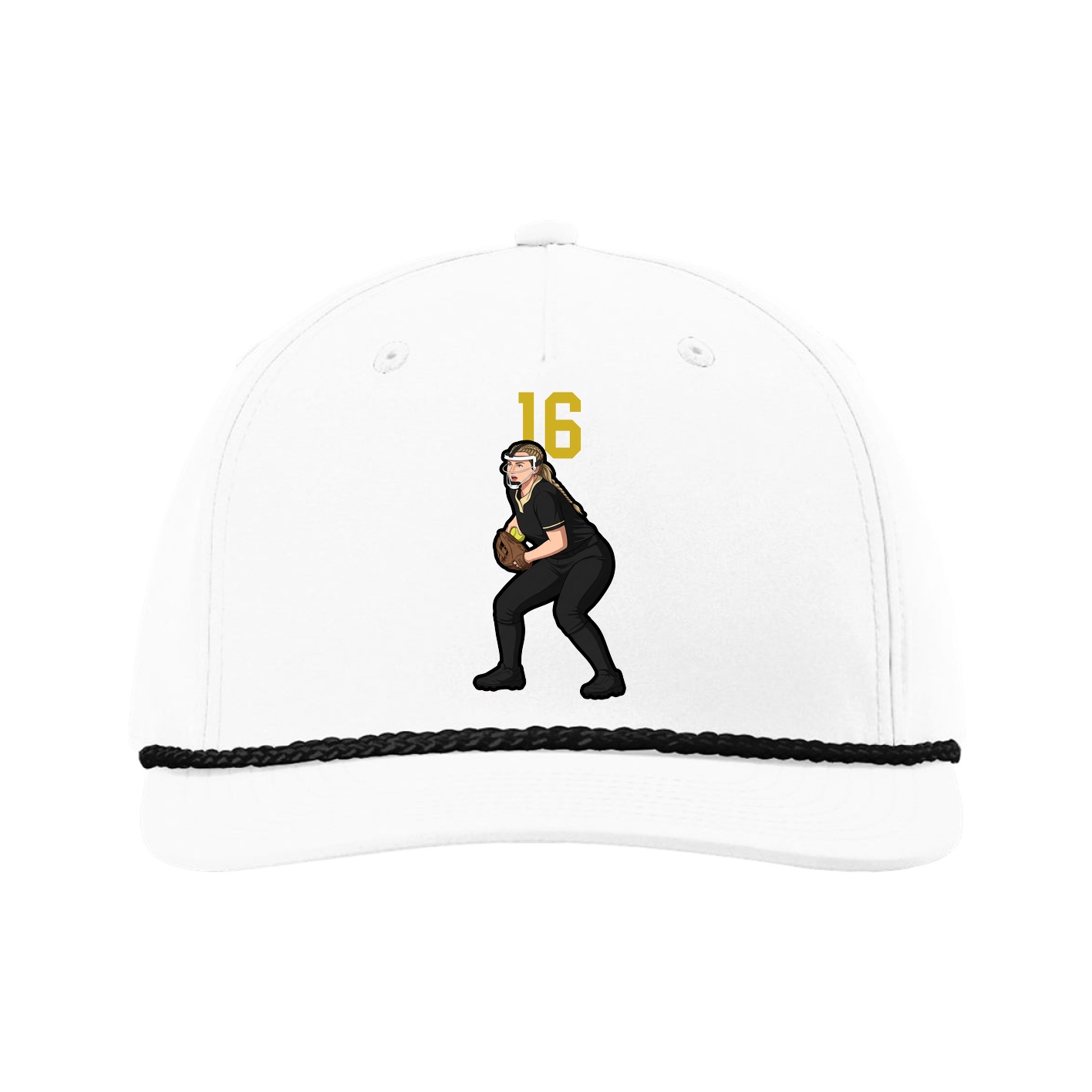 Five-Panel Classic Rope Cap — Number Top in White