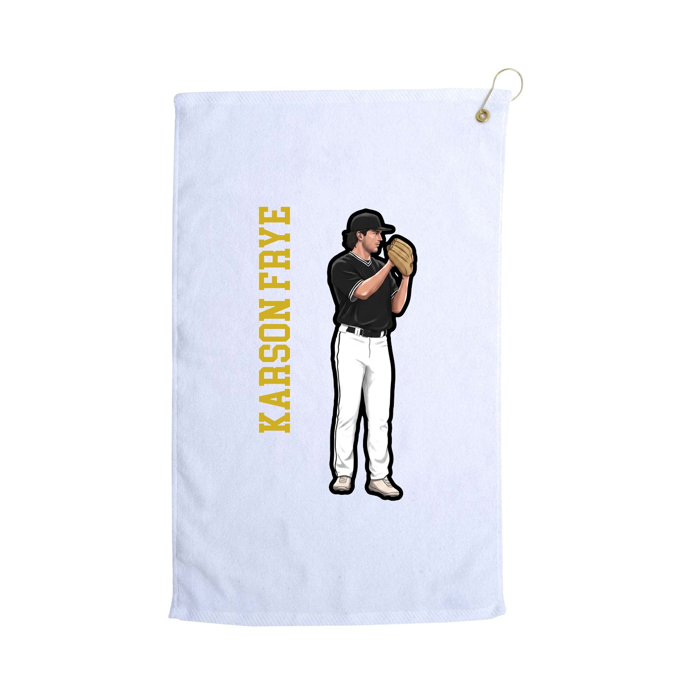 Golf Towel — Name Vertical in White