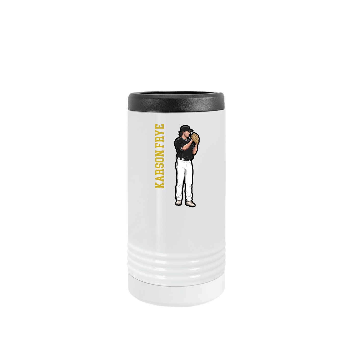 Slim Beverage Holder — Name Vertical in White