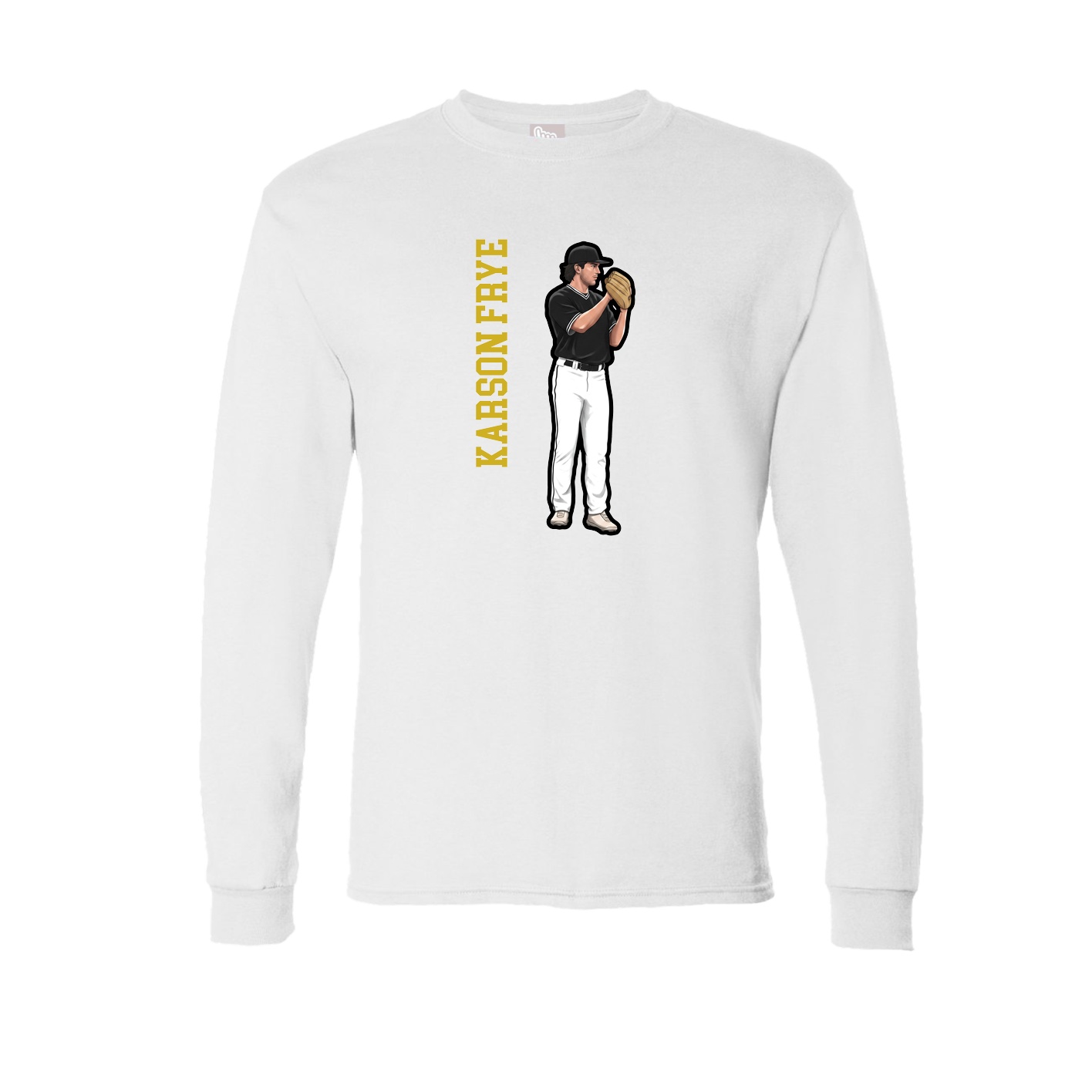 Long Sleeve Tee — Name Vertical in White