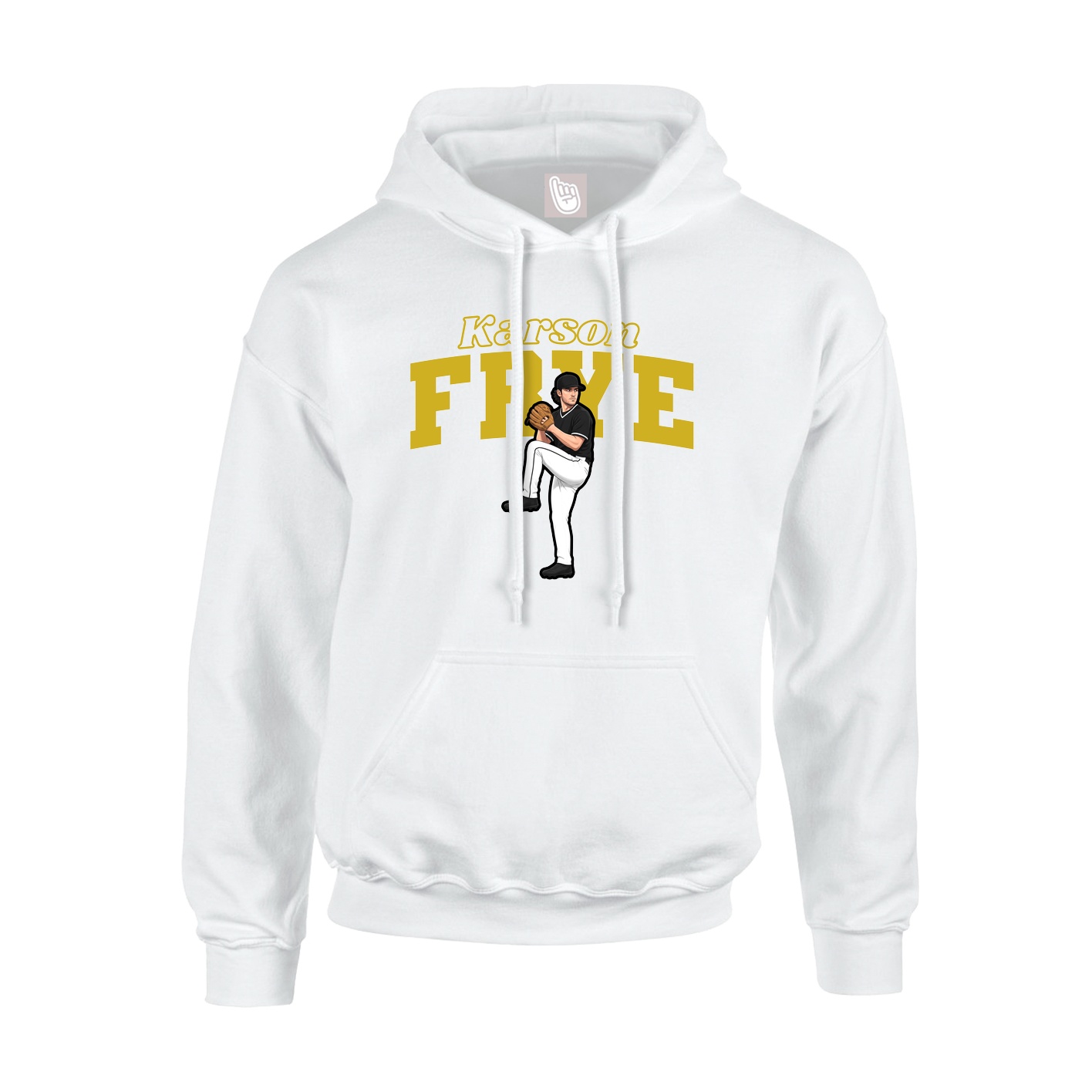 Youth Hoodie — Name Arch in White