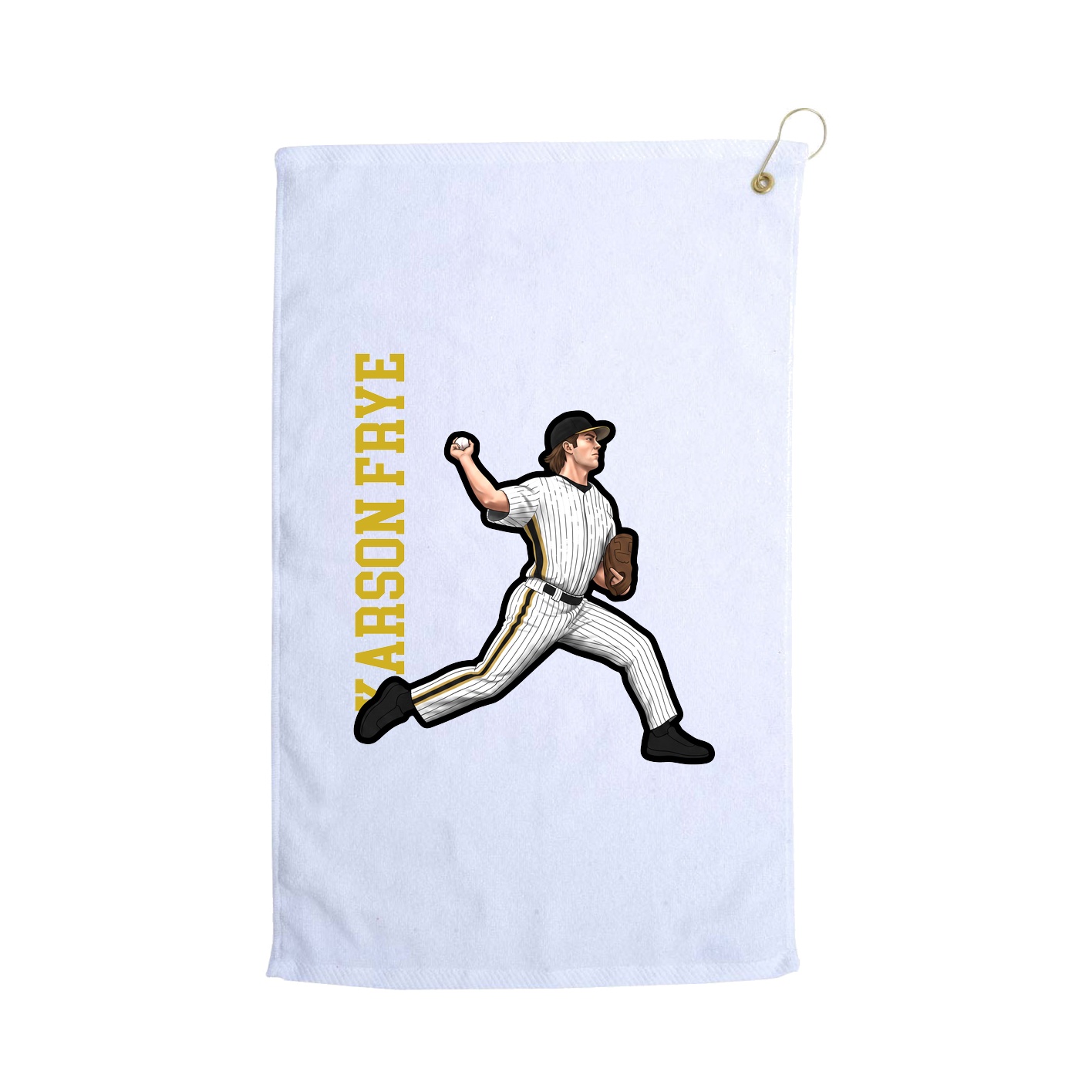 Golf Towel — Name Vertical in White