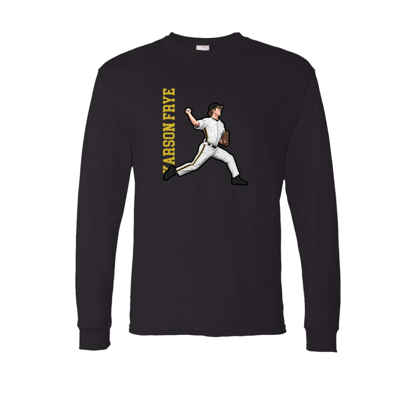 Long Sleeve Tee — Name Vertical in Black