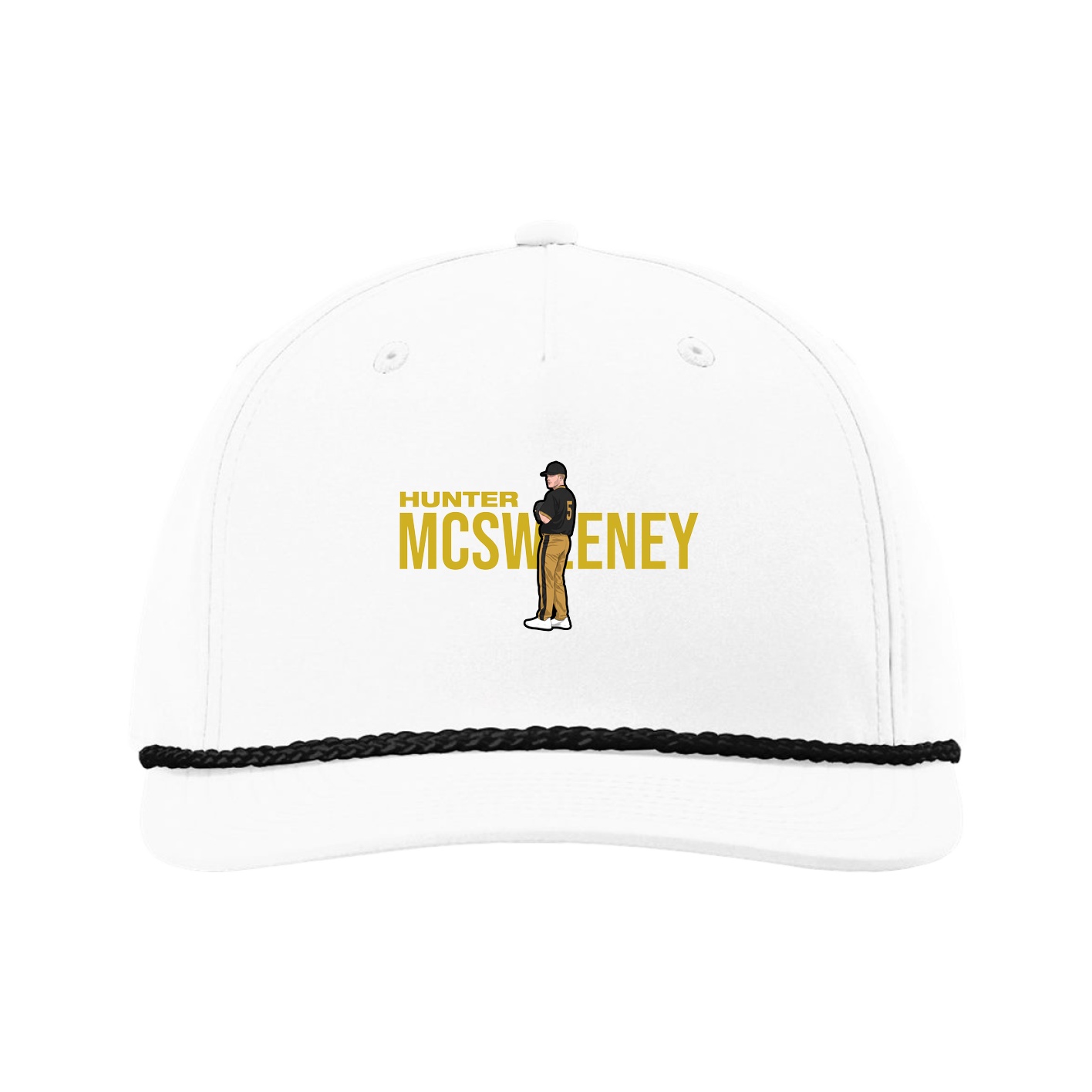 Five-Panel Classic Rope Cap — Player Name in White