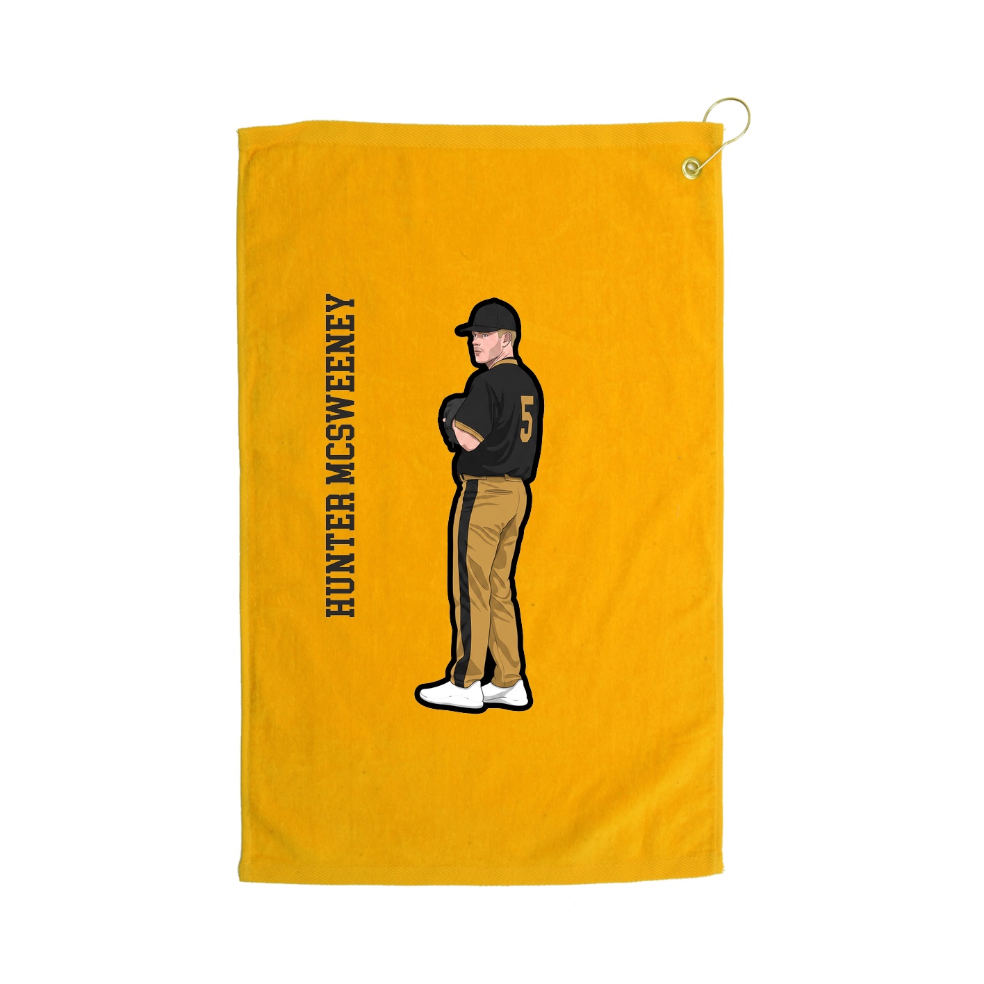 Golf Towel — Name Vertical in Gold