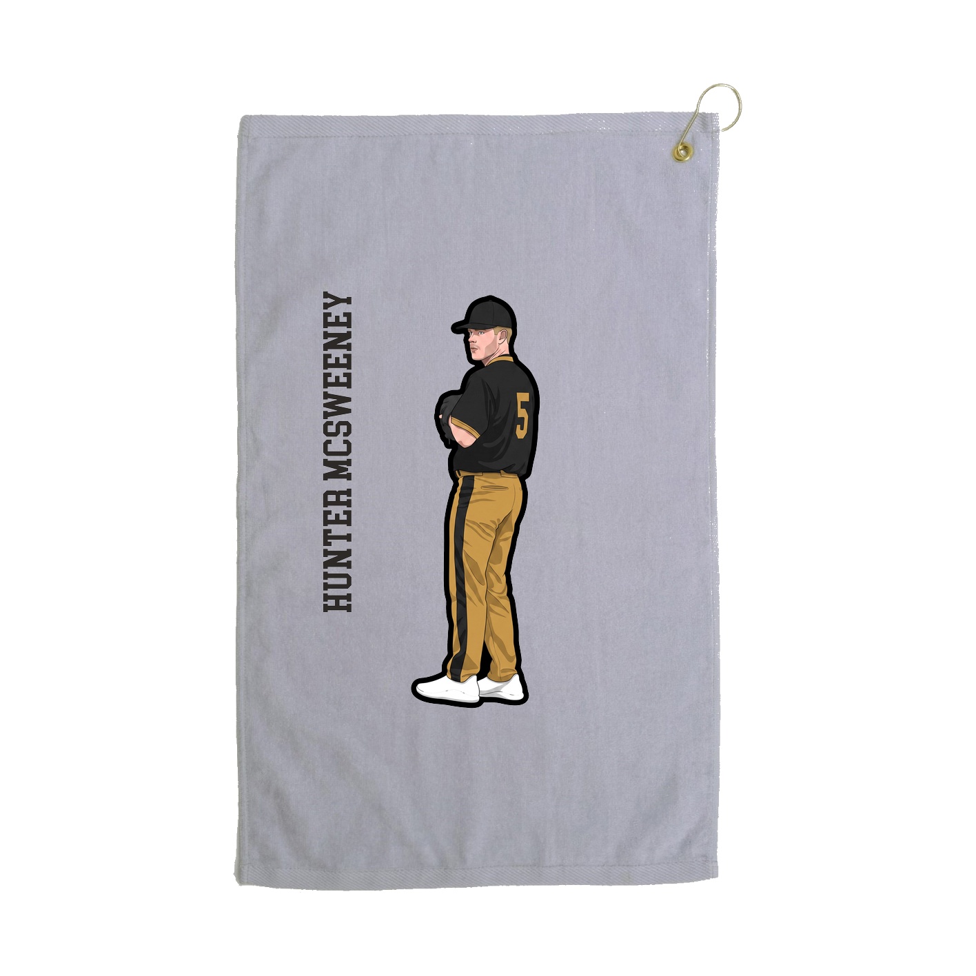 Golf Towel — Name Vertical in Grey