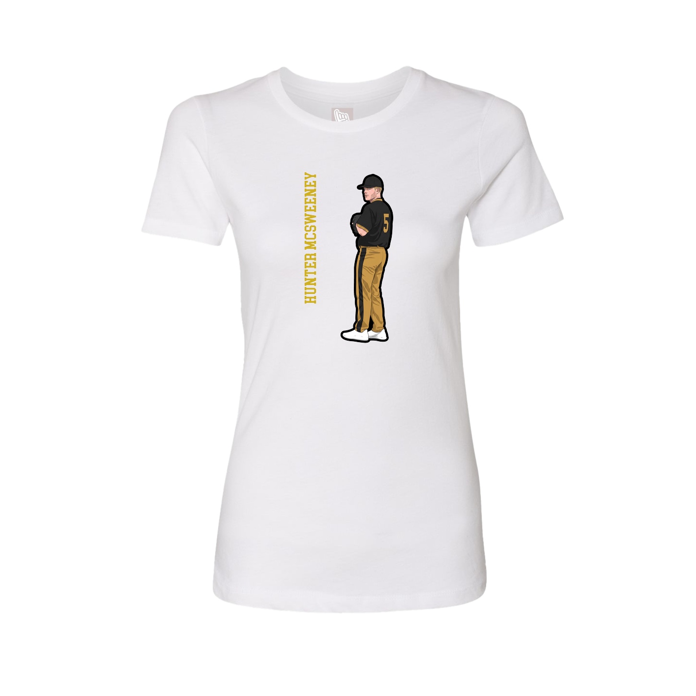 Fitted Women's Tee — Name Vertical in White