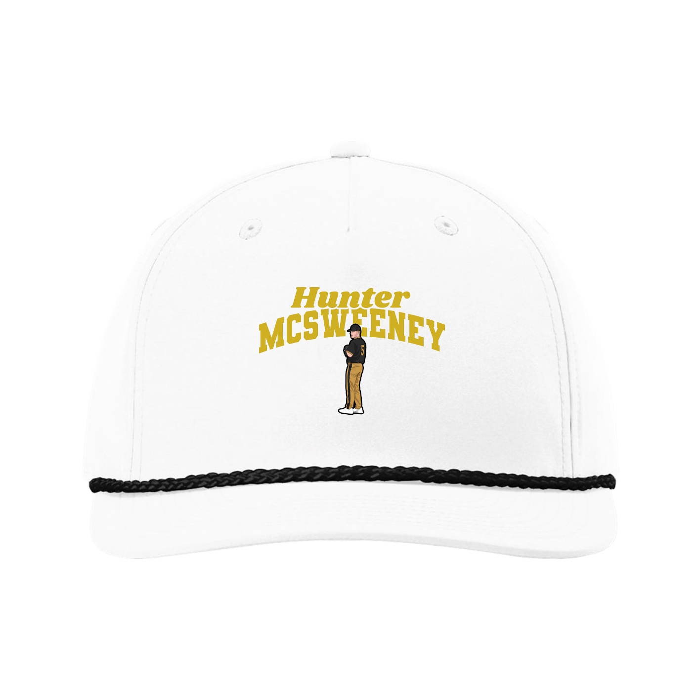 Five-Panel Classic Rope Cap — Signature Arch in White