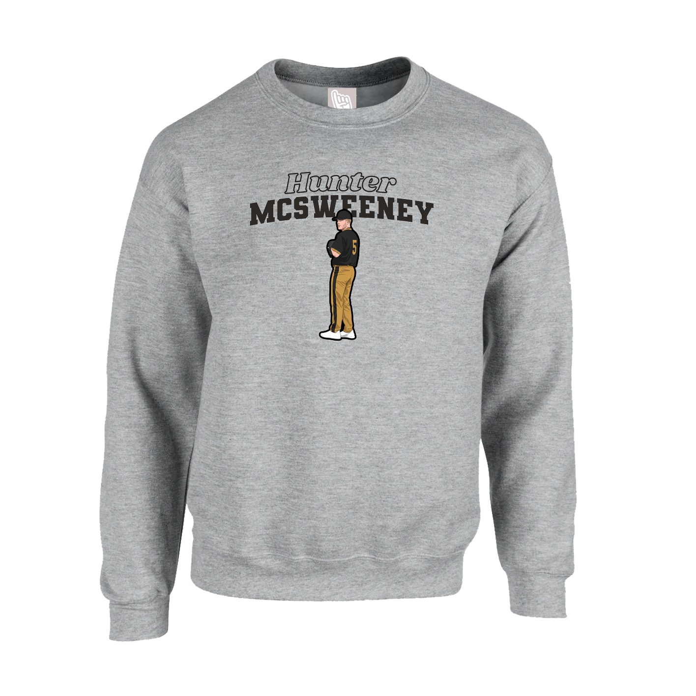 Fleece Crew — Name Arch in Grey