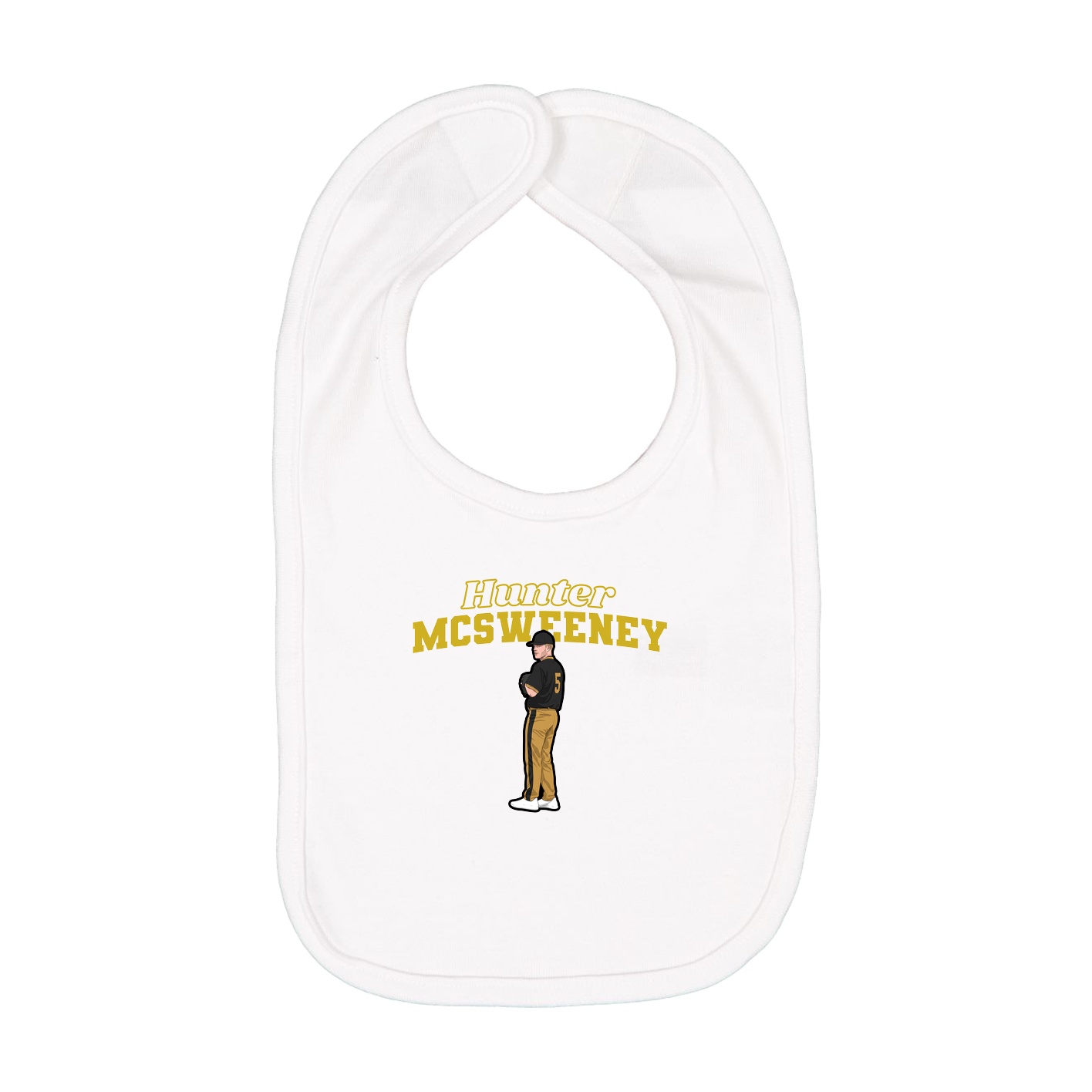 Infant Bib — Name Arch in White