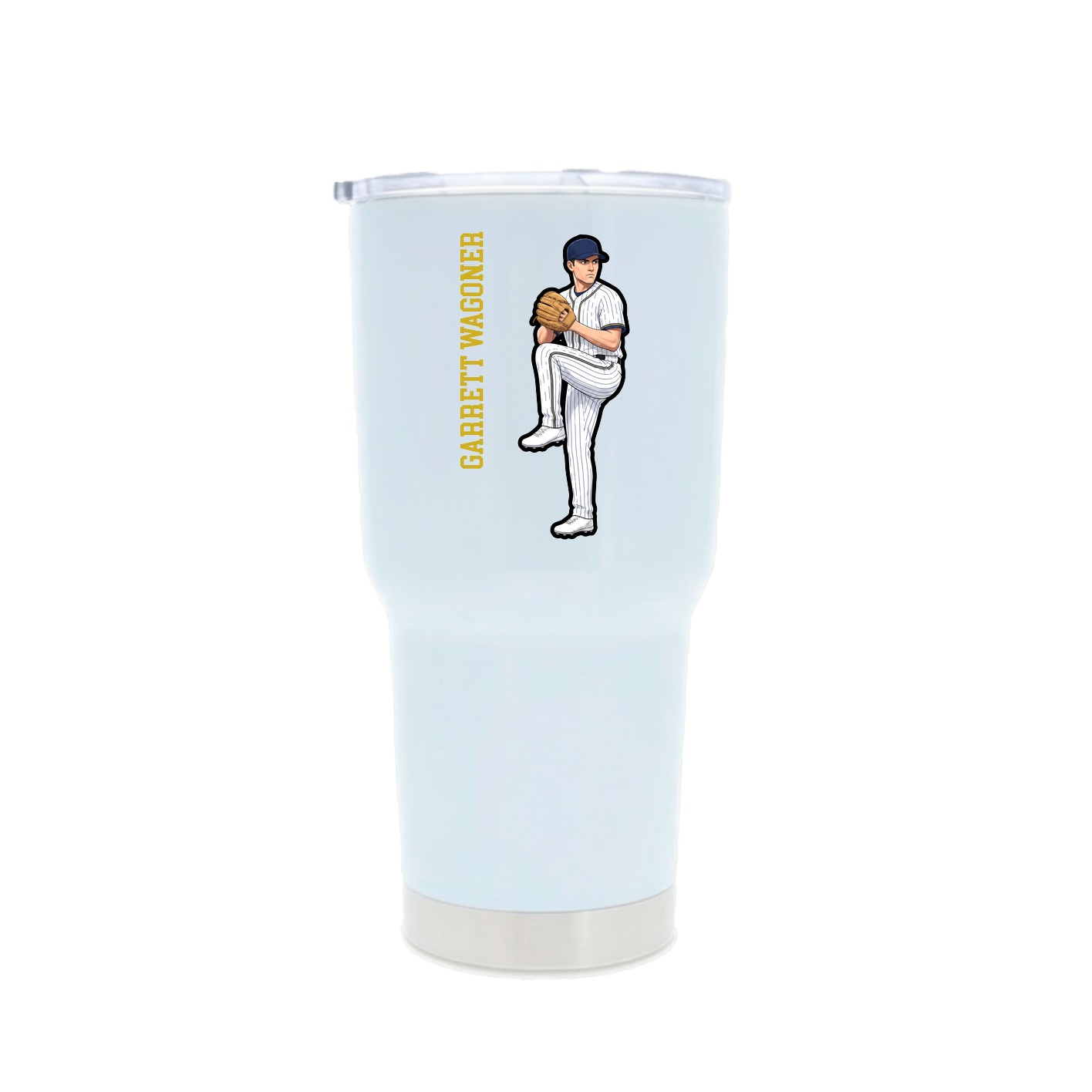 30oz Stainless Steel Tumbler — Name Vertical in White