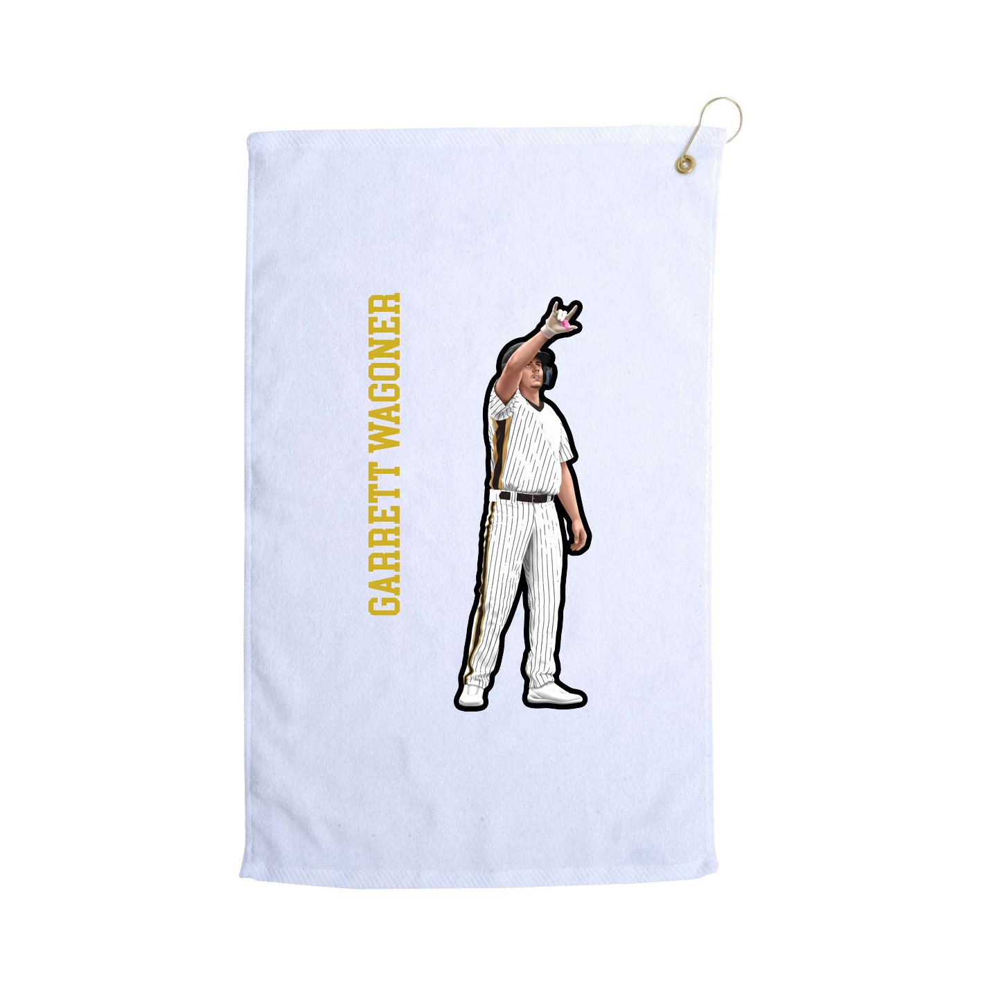 Golf Towel — Name Vertical in White