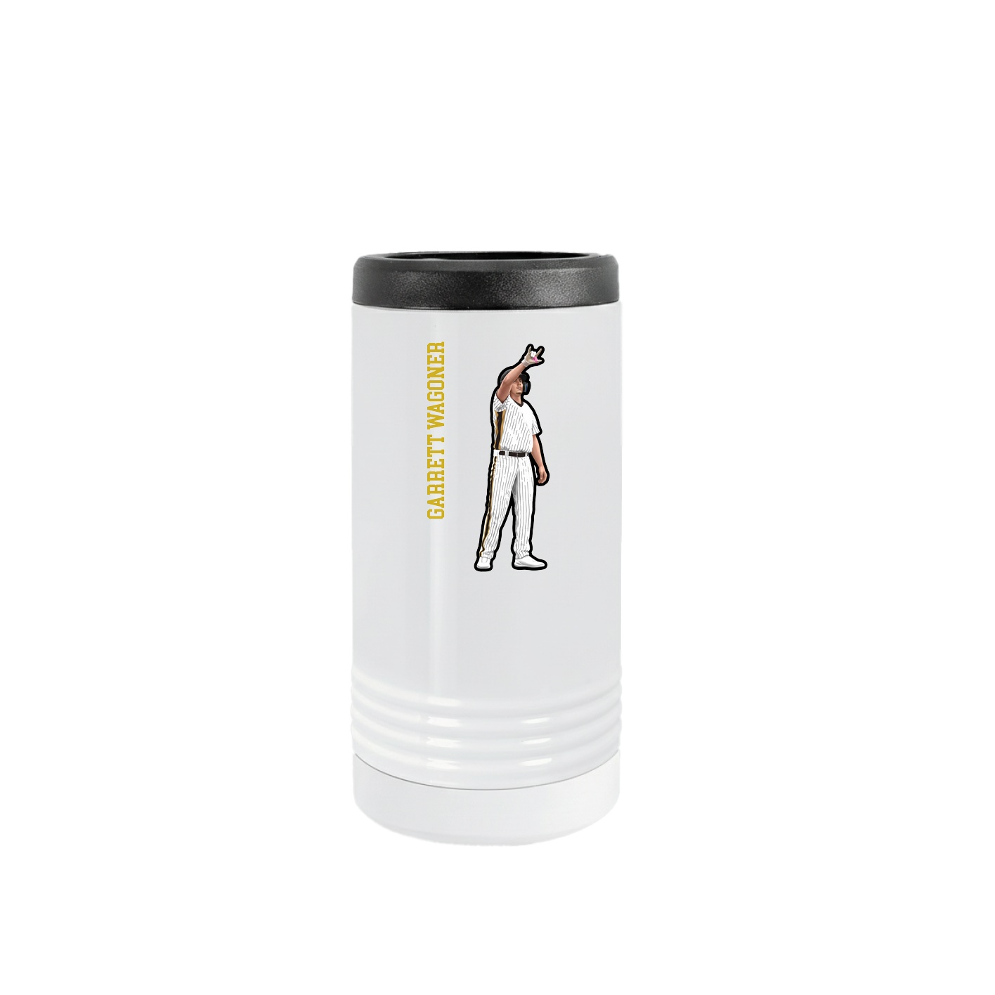 Slim Beverage Holder — Name Vertical in White
