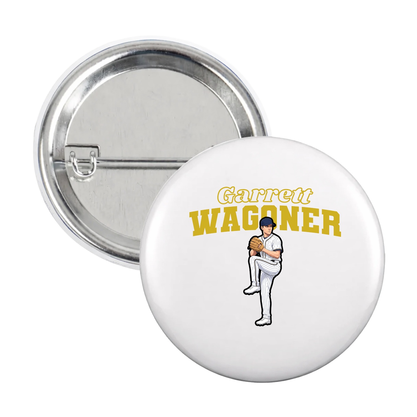 Game Day Button — Name Arch in White