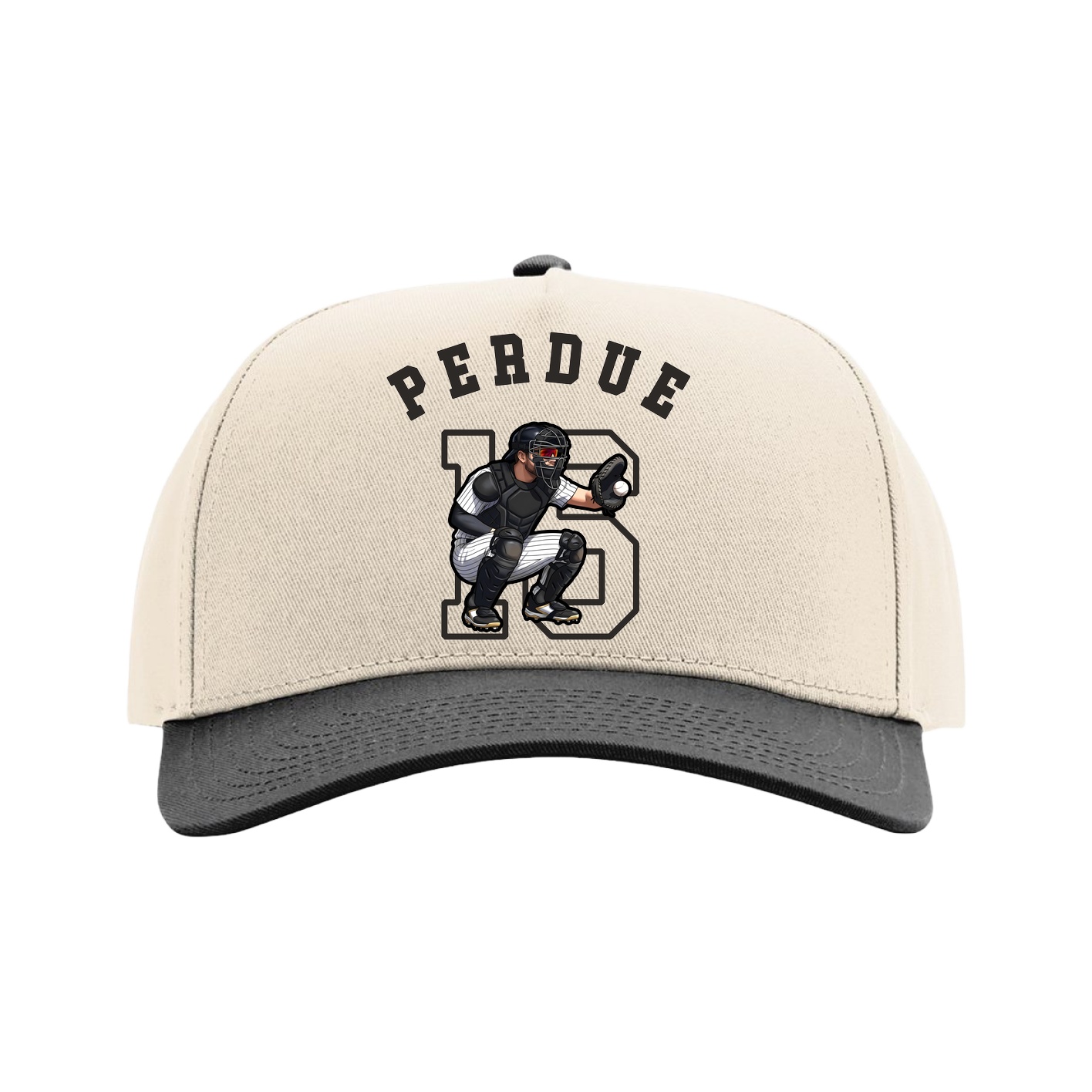 Full Fabric Five-Panel Champ Cap — Shirsey Arch in Cream/Black