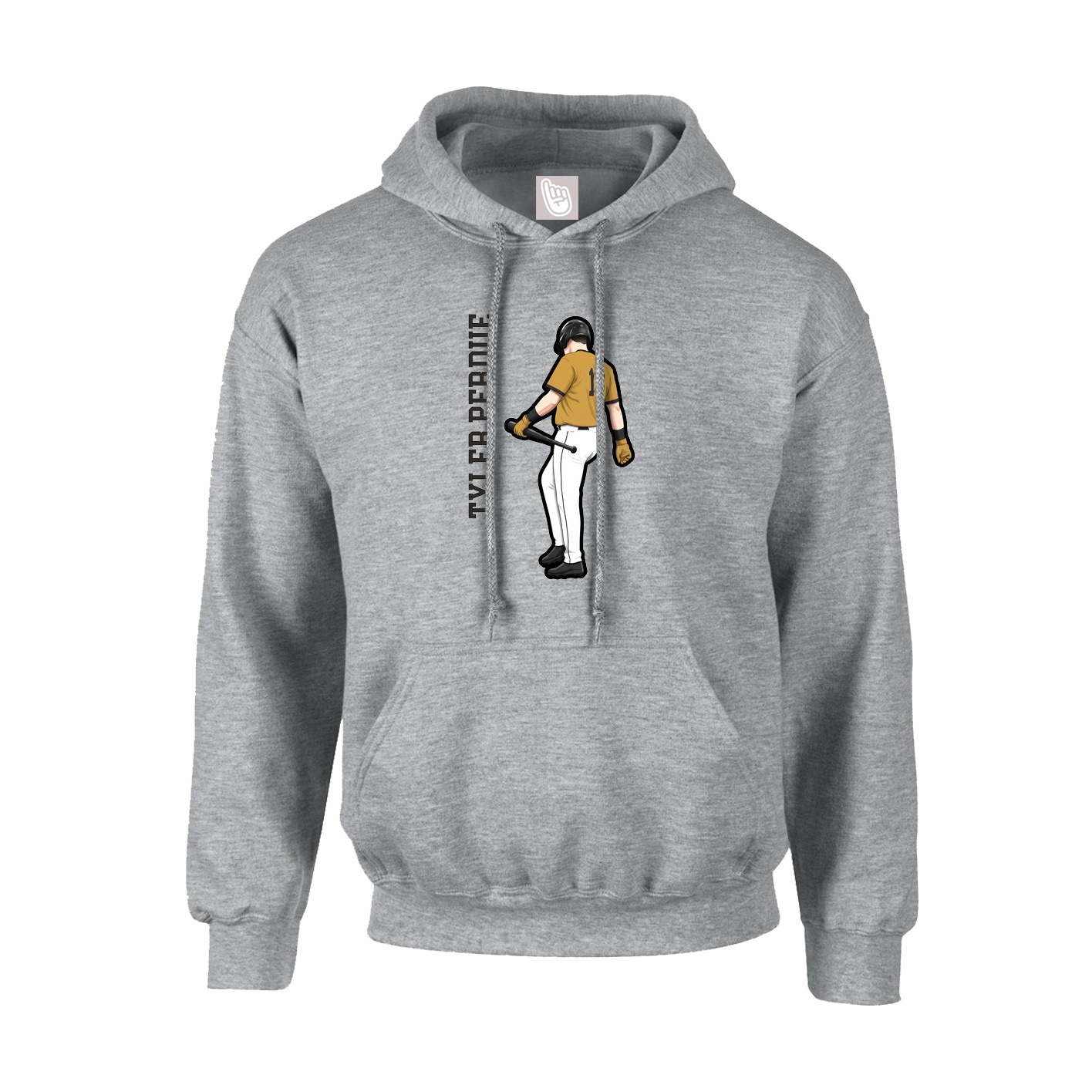 Youth Hoodie — Name Vertical in Grey