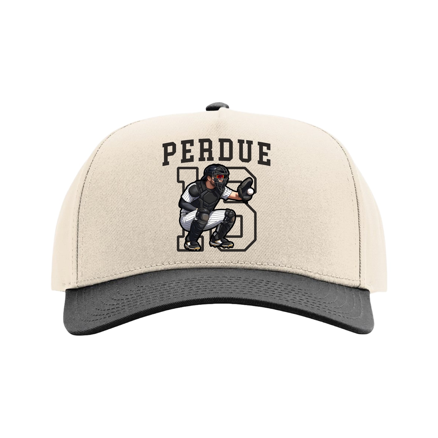 Full Fabric Five-Panel Champ Cap — Shirsey in Cream/Black