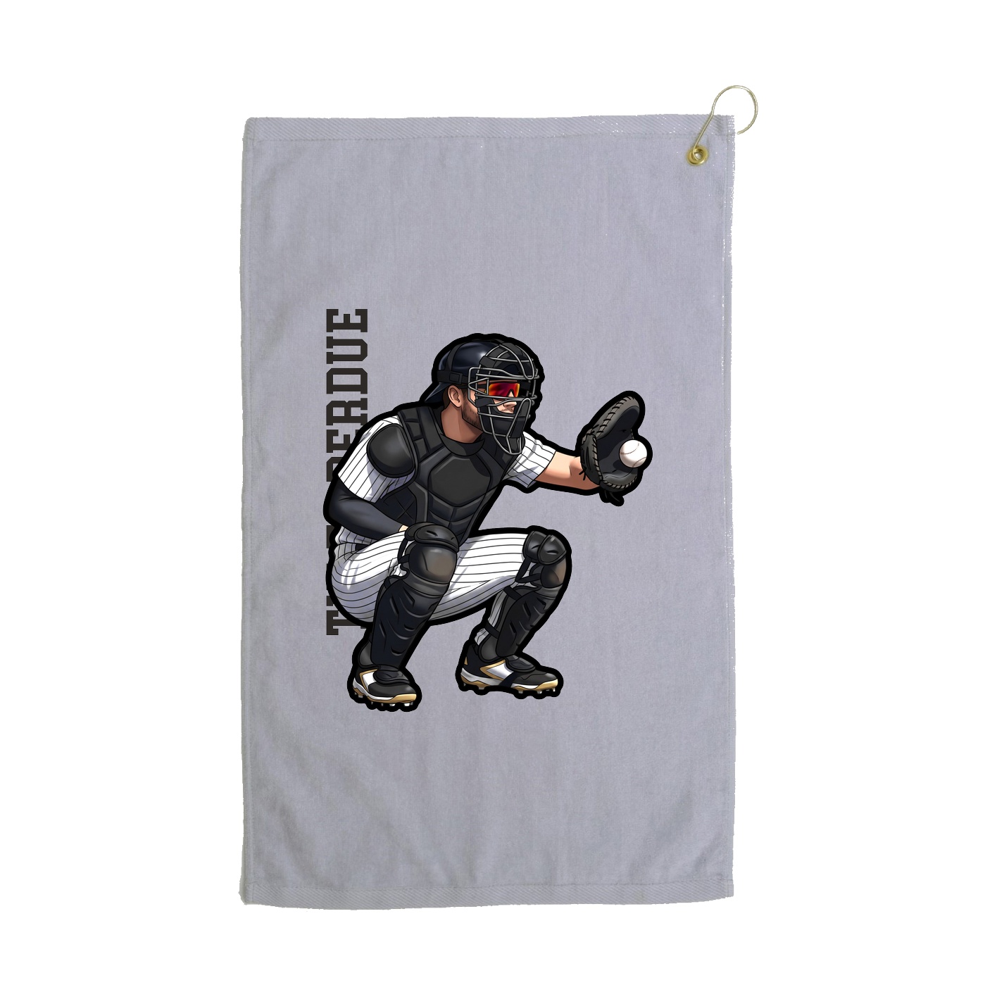 Golf Towel — Name Vertical in Grey