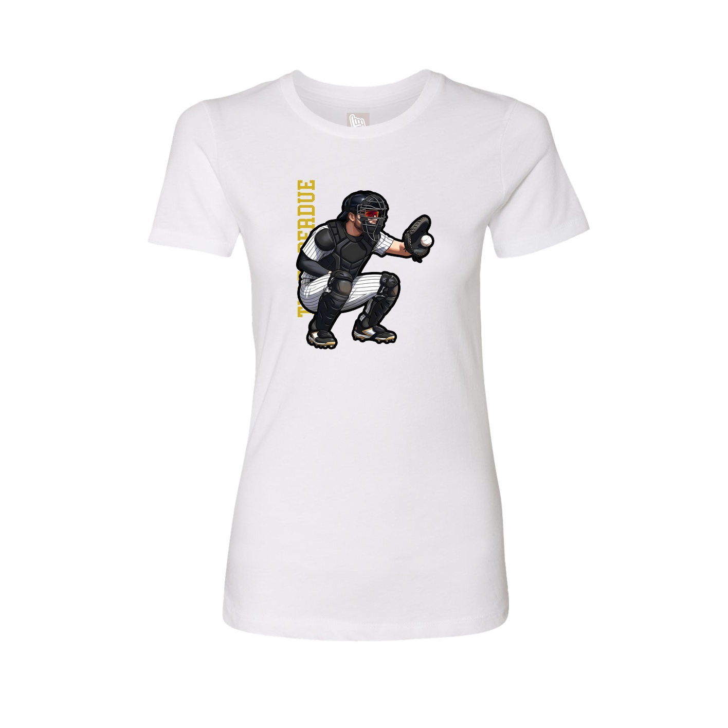 Womens Tee — Name Vertical in White