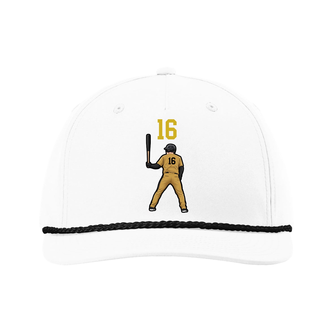 Five-Panel Classic Rope Cap — Number Top in White