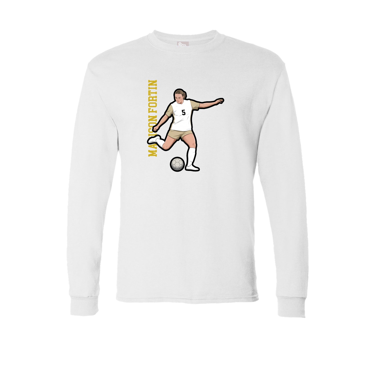 Long Sleeve Tee — Name Vertical in White