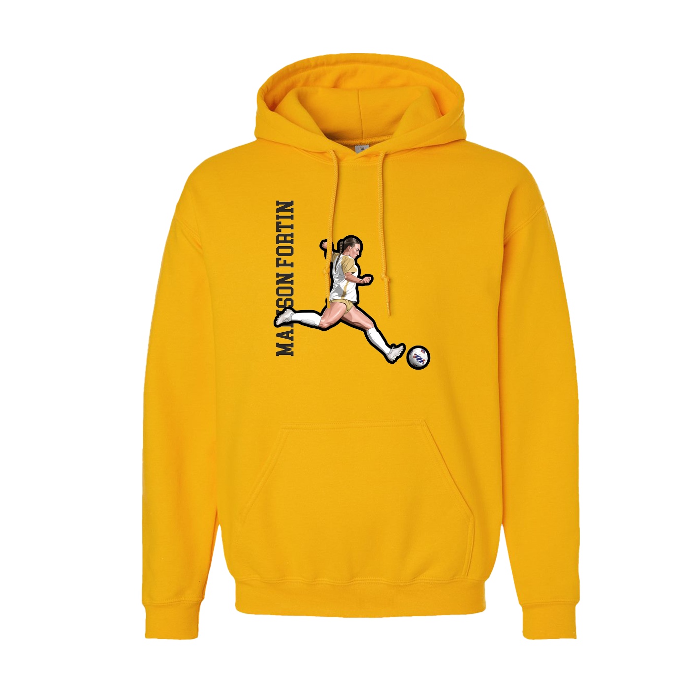 Youth Hoodie — Name Vertical in Gold