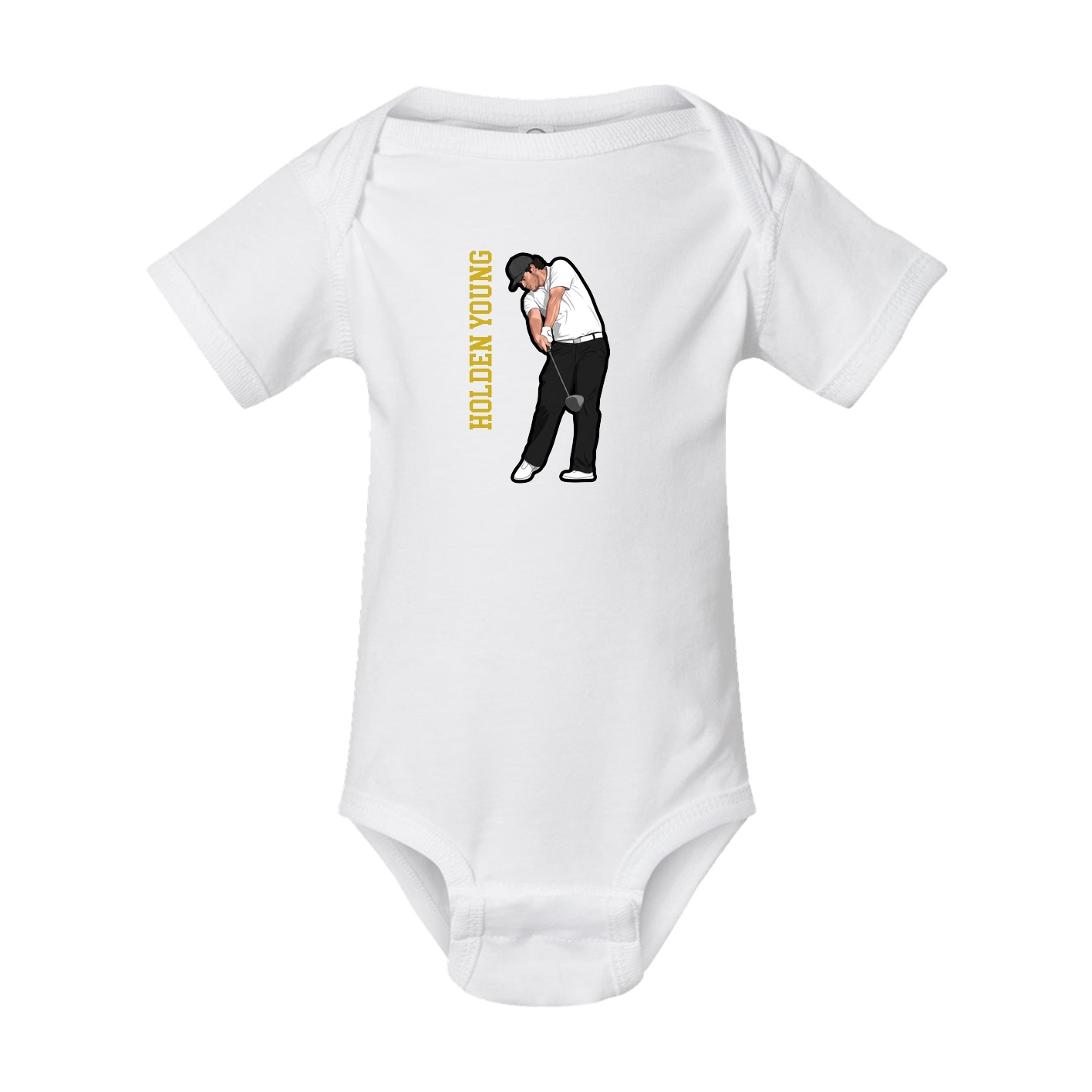 Baby Onesie — Name Vertical in White