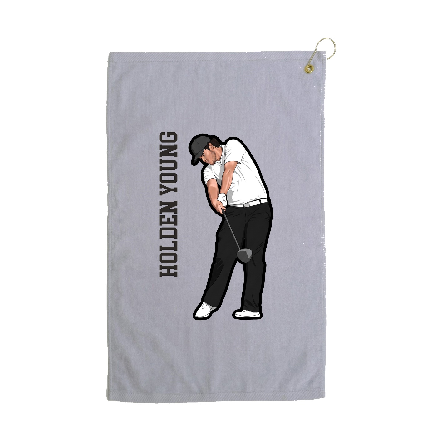 Golf Towel — Name Vertical in Grey