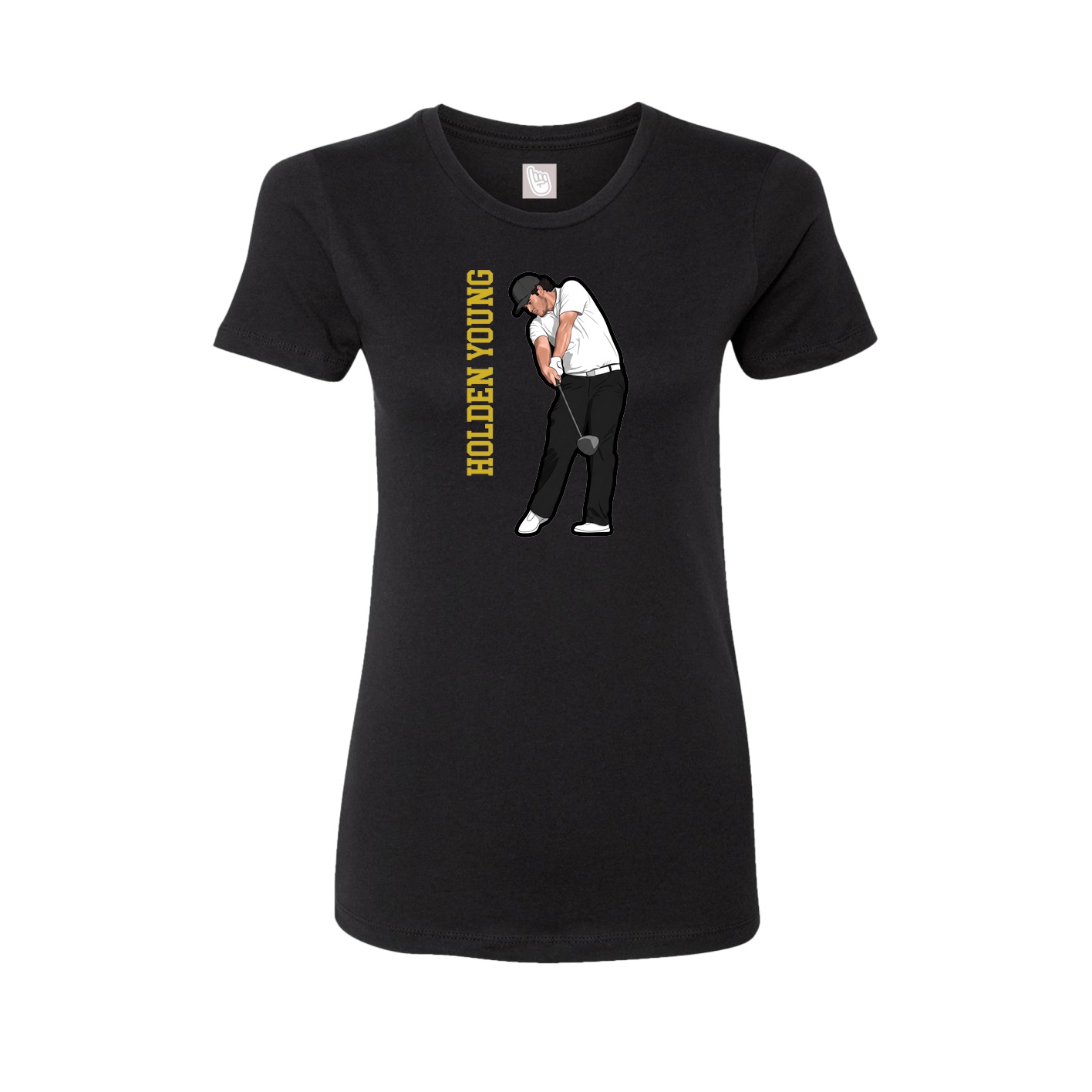 Fitted Women's Tee — Name Vertical in Black