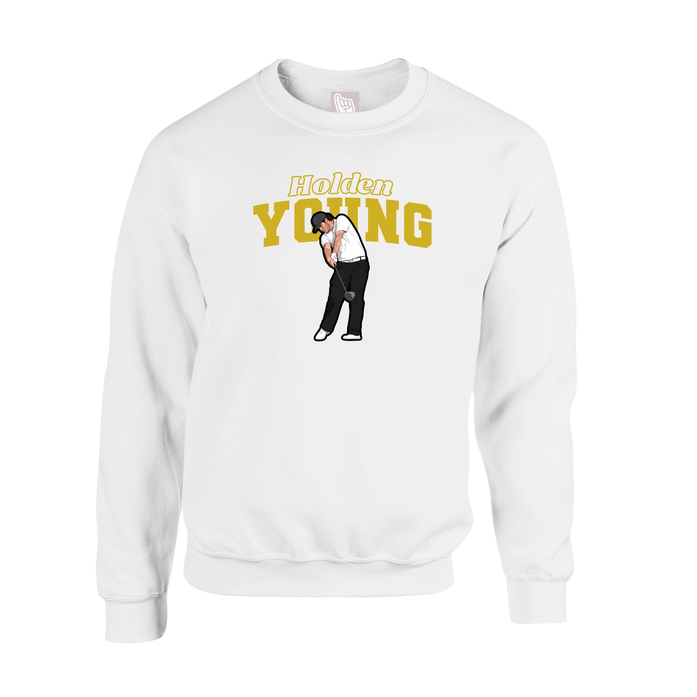 Fleece Crew — Name Arch in White
