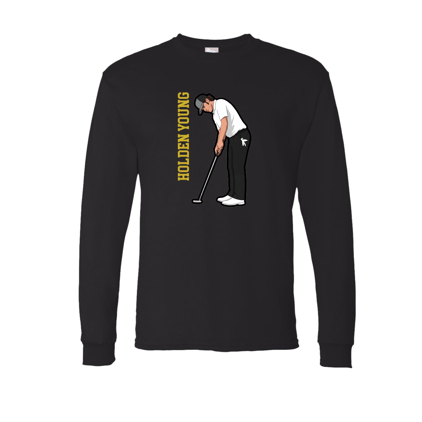 Long Sleeve Tee — Name Vertical in Black
