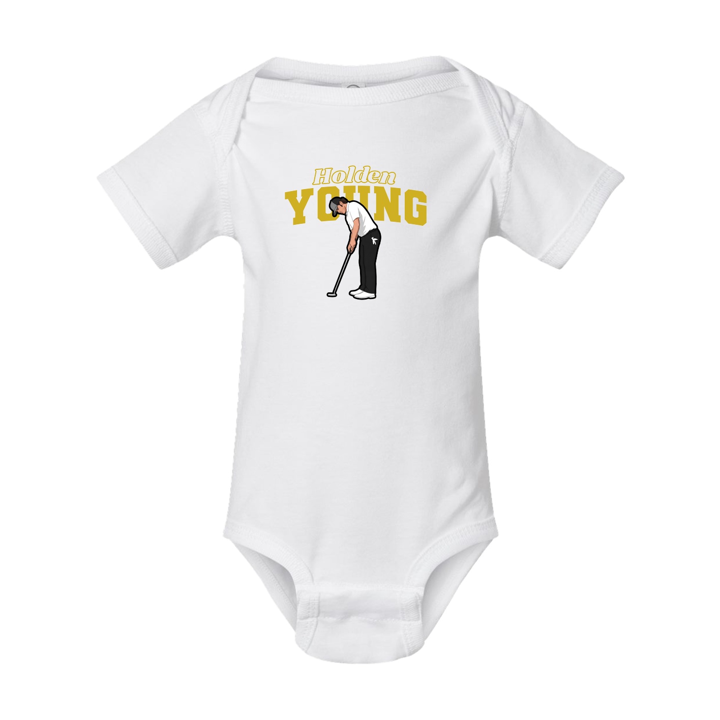 Baby Onesie — Name Arch in White