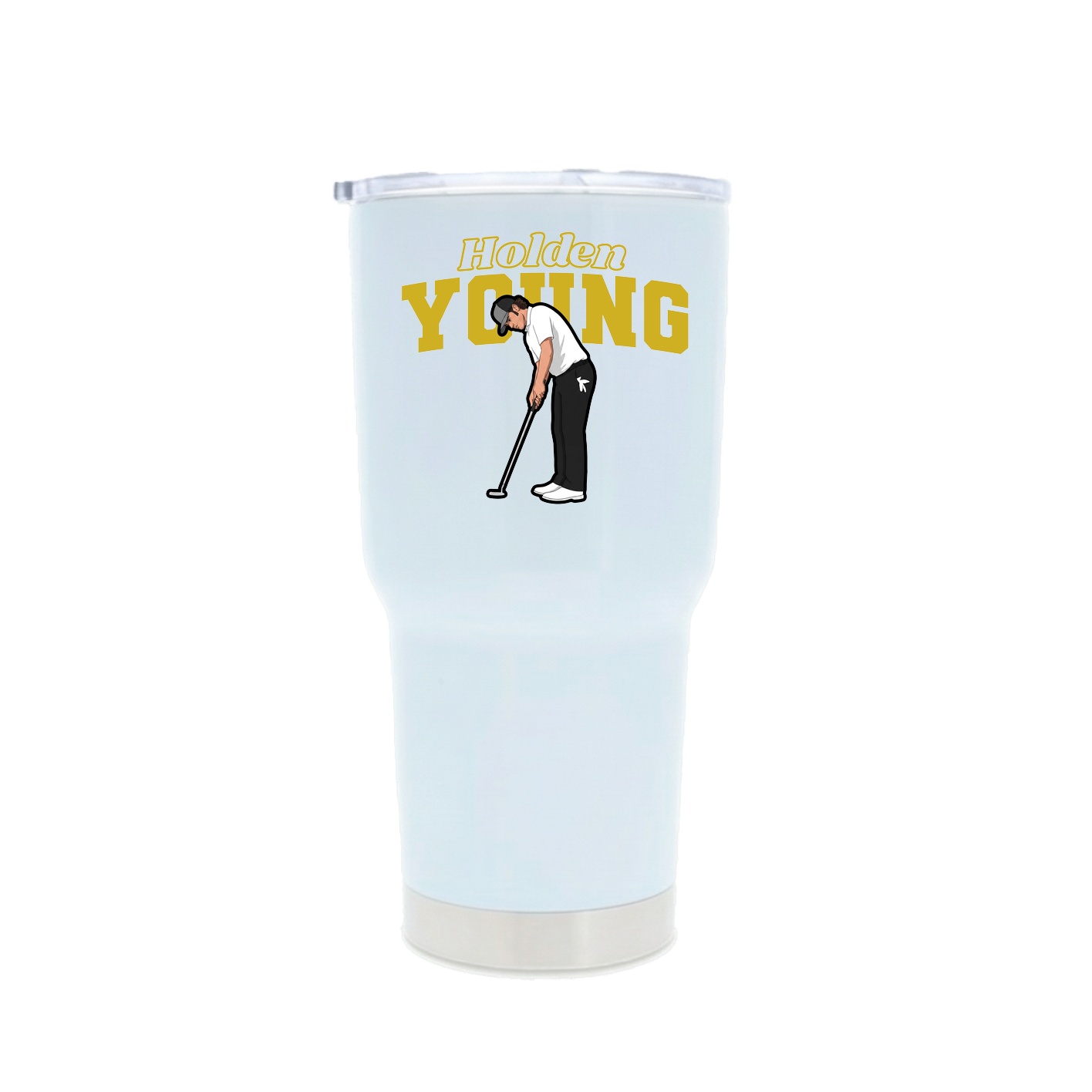 30oz Stainless Steel Tumbler — Name Arch in White