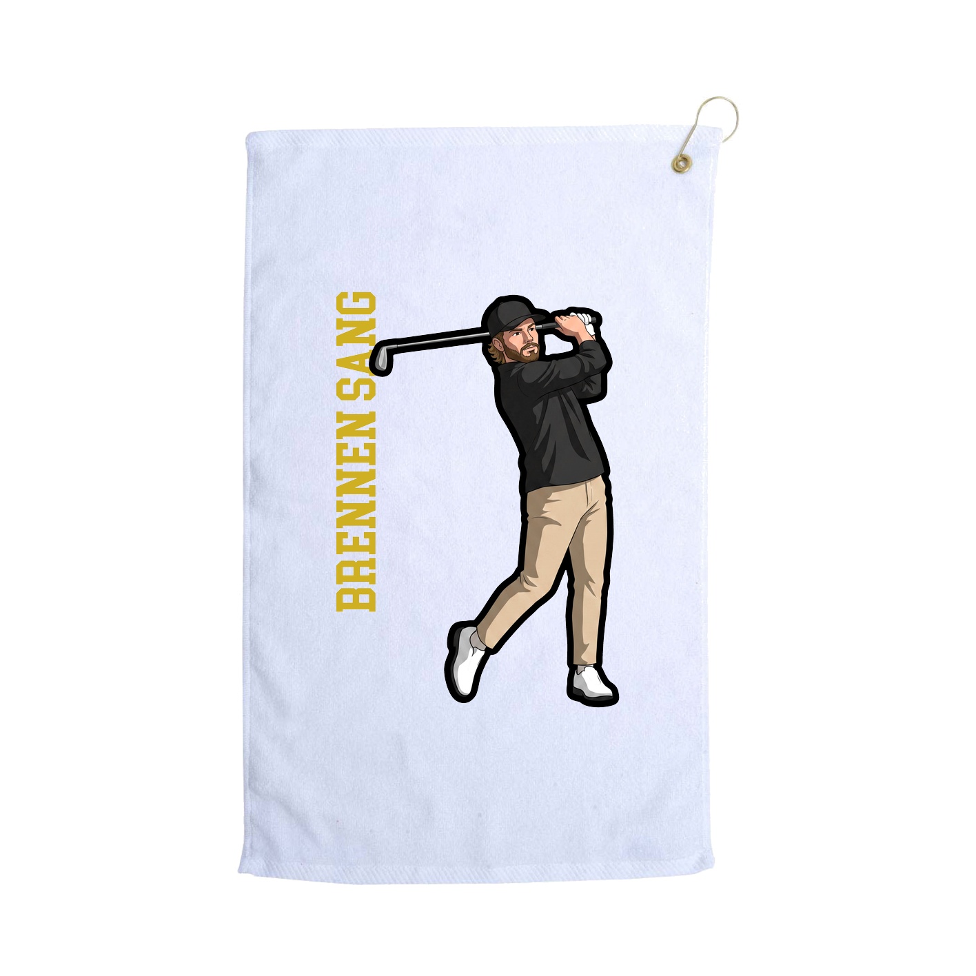 Golf Towel — Name Vertical in White