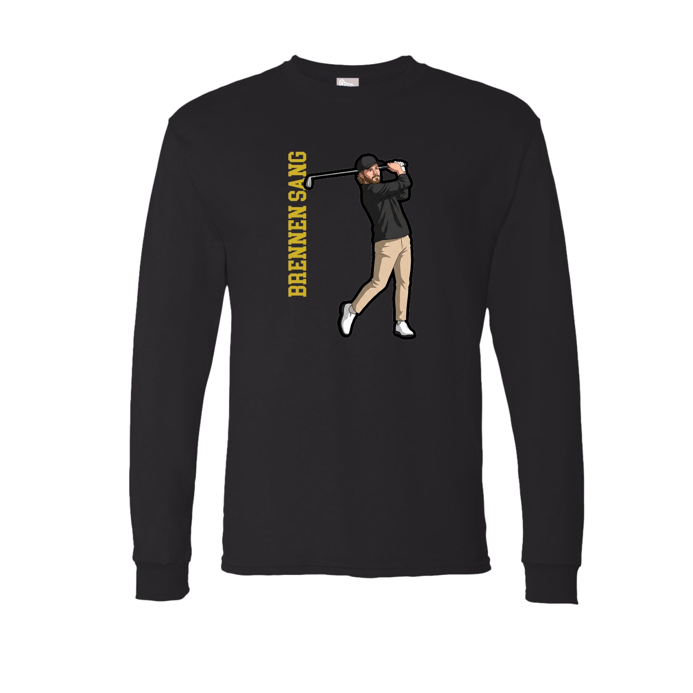 Long Sleeve Tee — Name Vertical in Black