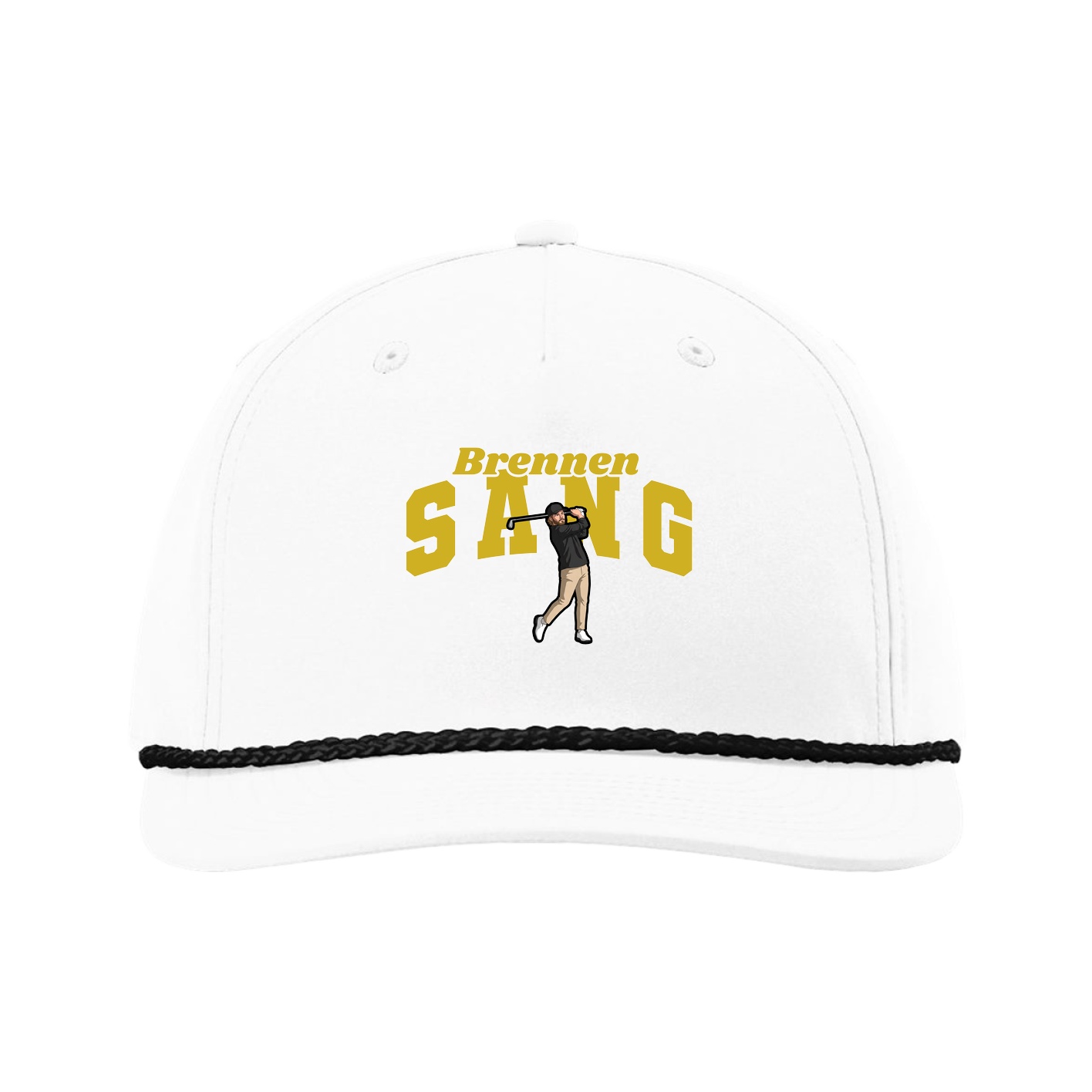 Five-Panel Classic Rope Cap — Signature Arch in White
