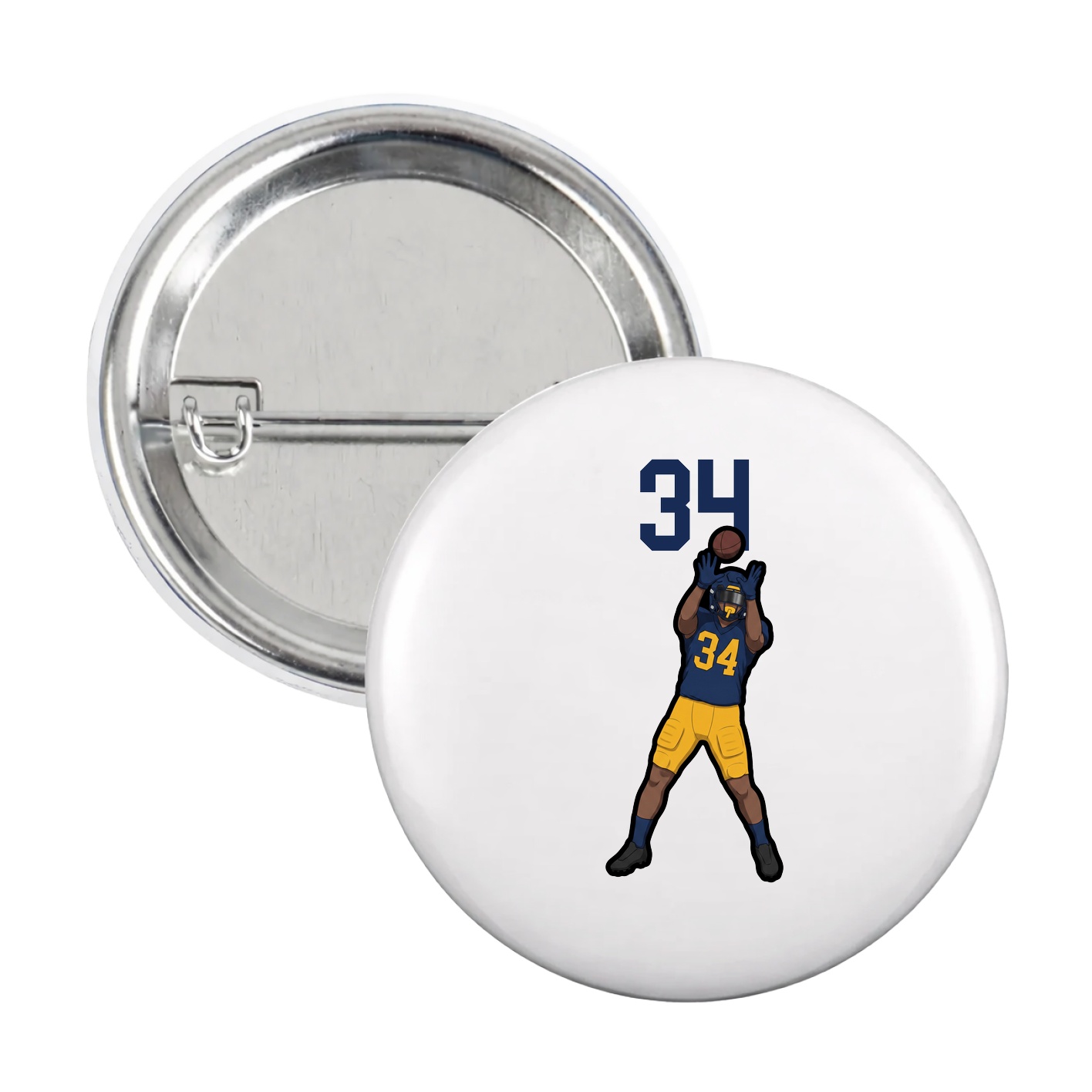 Game Day Button — Number Top in White